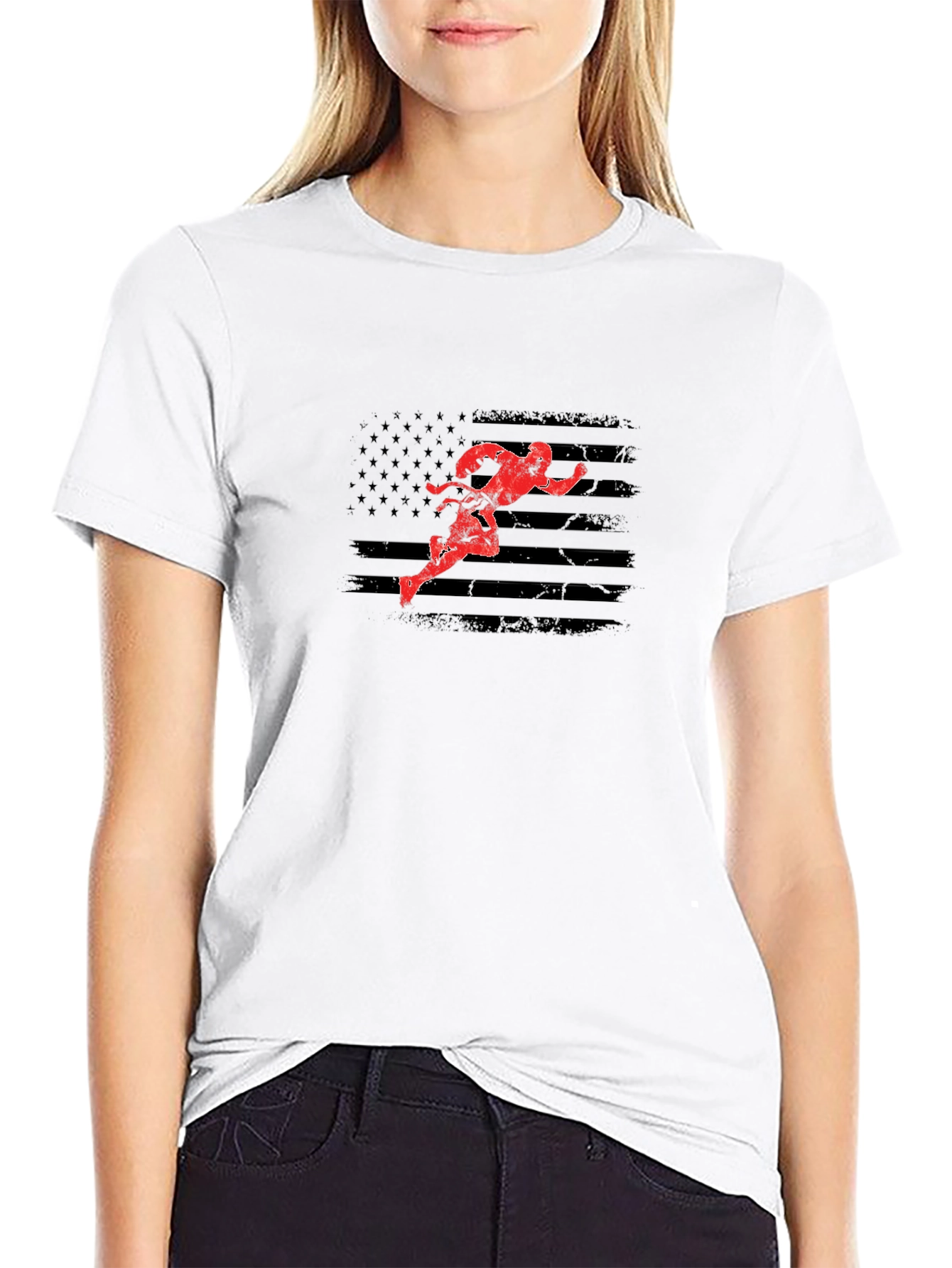 Karate American Flag Graphic T-Shirt - Black
