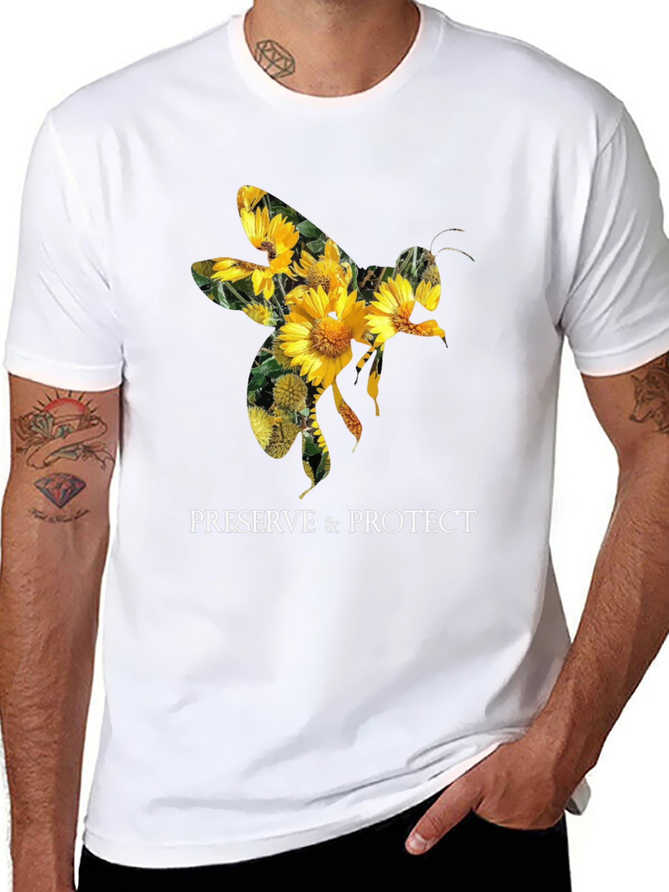 Preserve & Protect Bee Sunflower Graphic T-Shirt