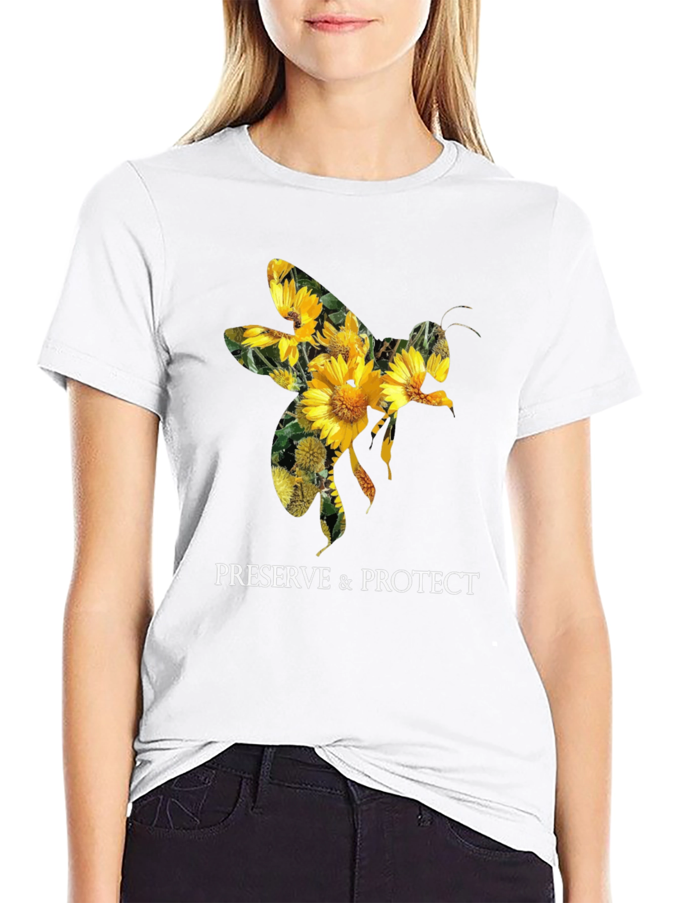 Preserve & Protect Bee Sunflower Graphic T-Shirt