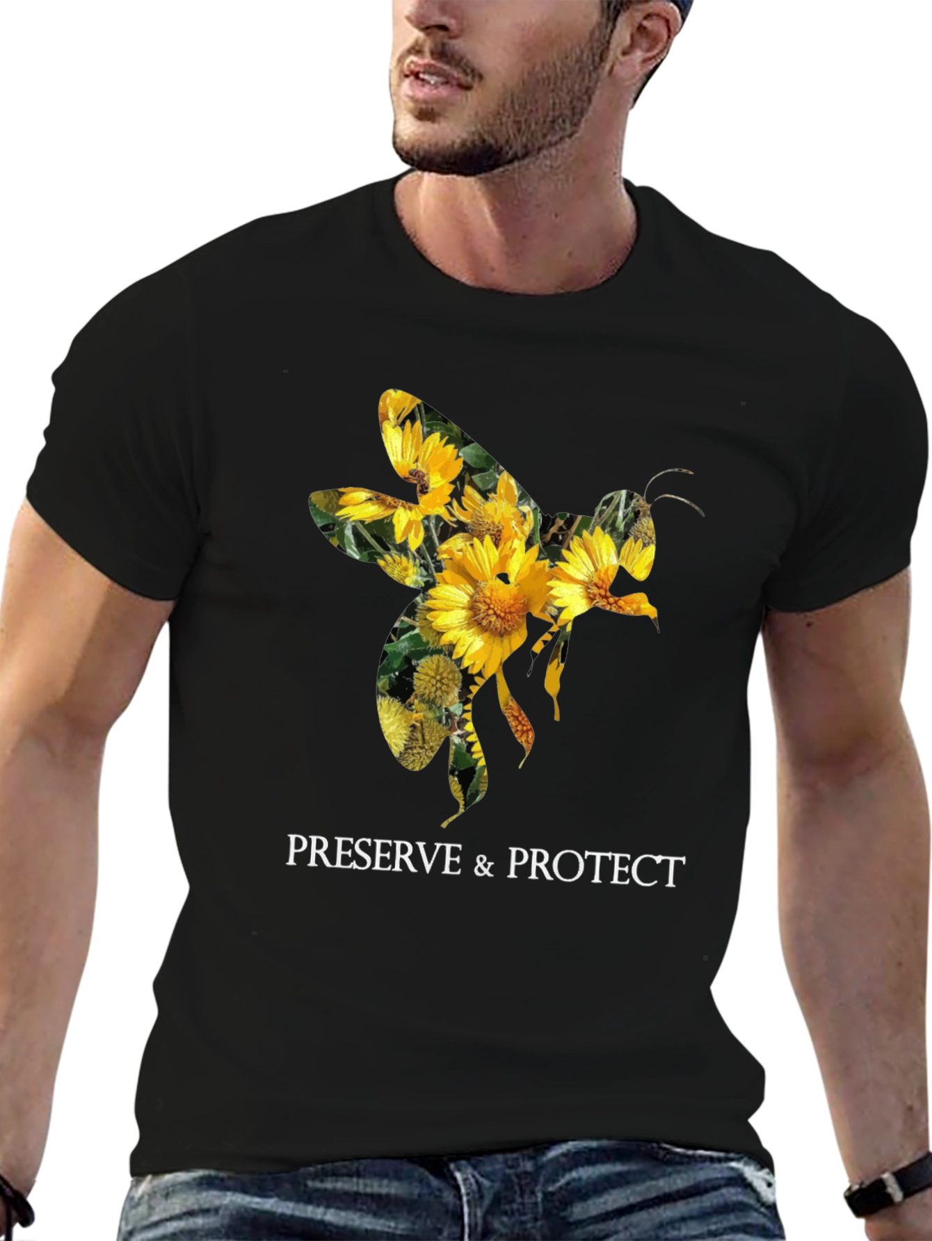 Preserve & Protect Bee Sunflower Graphic T-Shirt