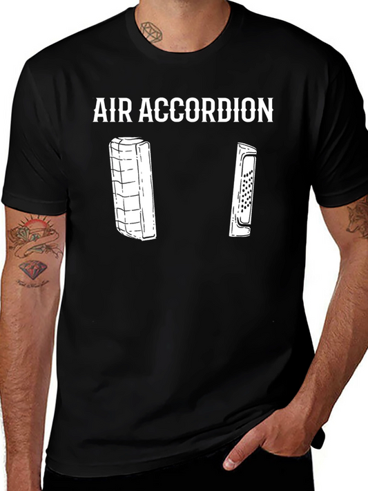 Air Accordion Black T-Shirt Funny Music Tee