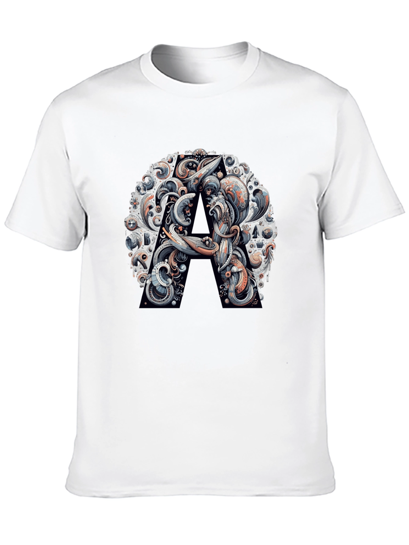 Abstract Letter A Graphic Black T-Shirt