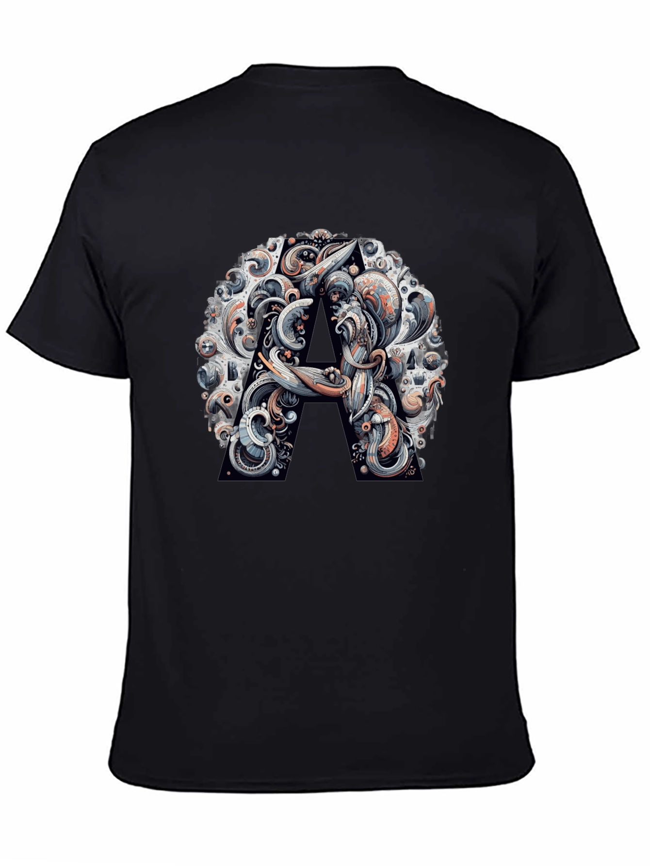 Abstract Letter A Graphic Black T-Shirt