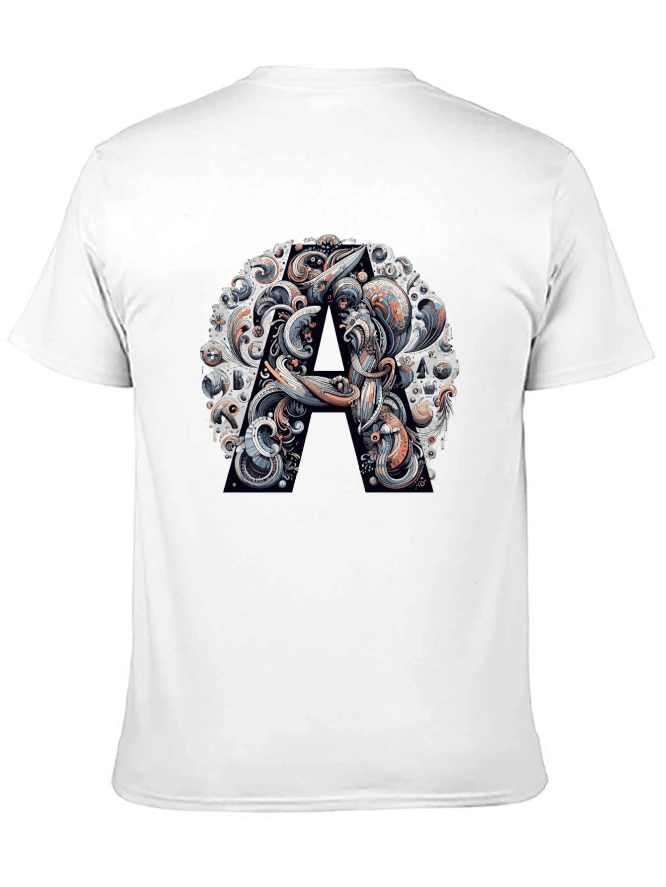 Abstract Letter A Graphic Black T-Shirt