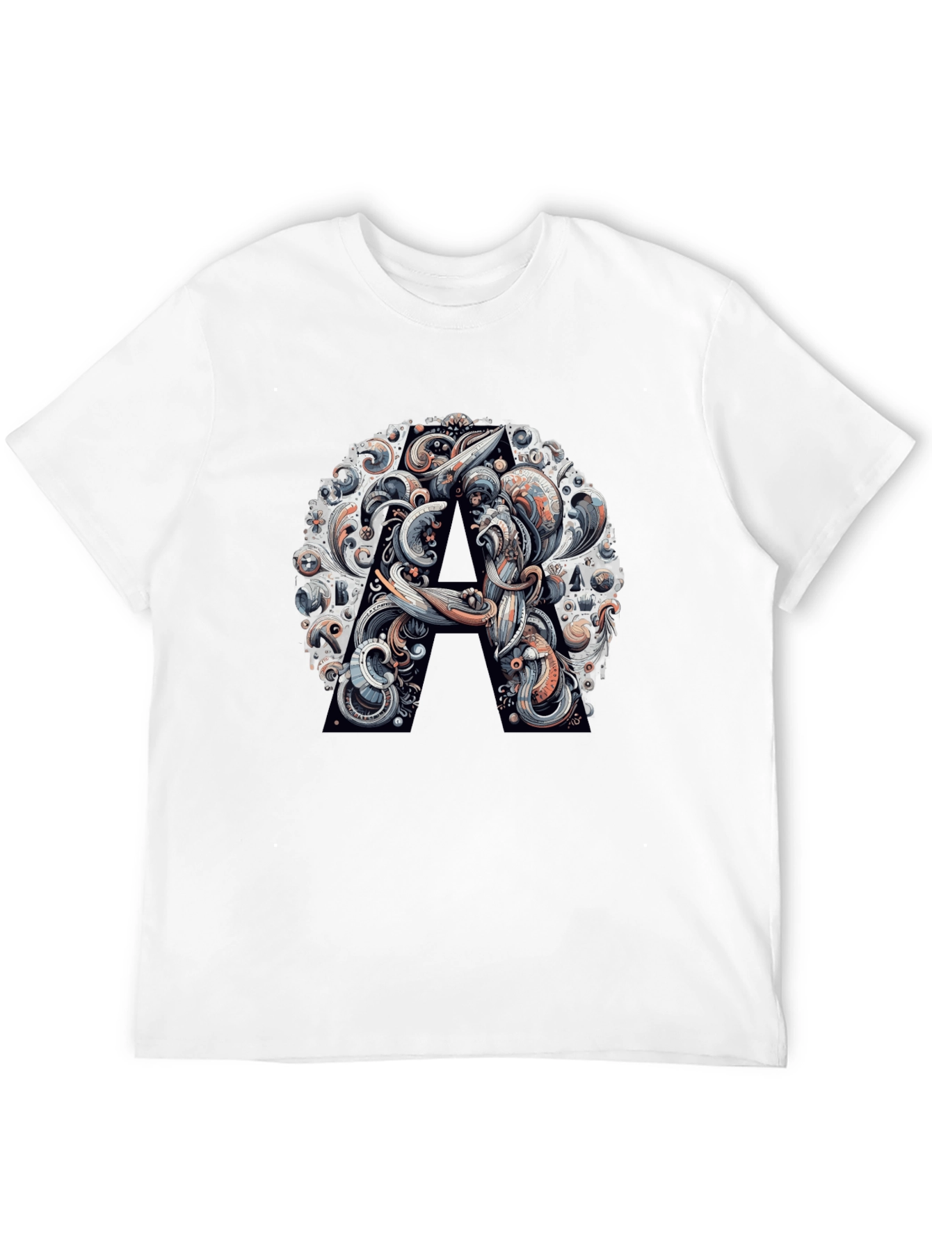Abstract Letter A Graphic Black T-Shirt