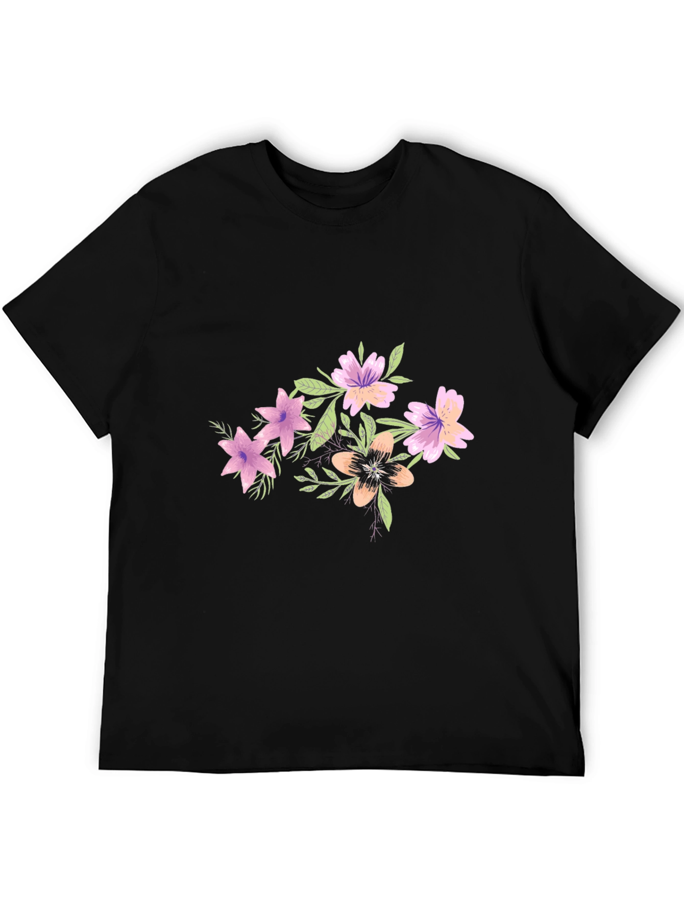 Floral Graphic Tee - Black Cotton Blend