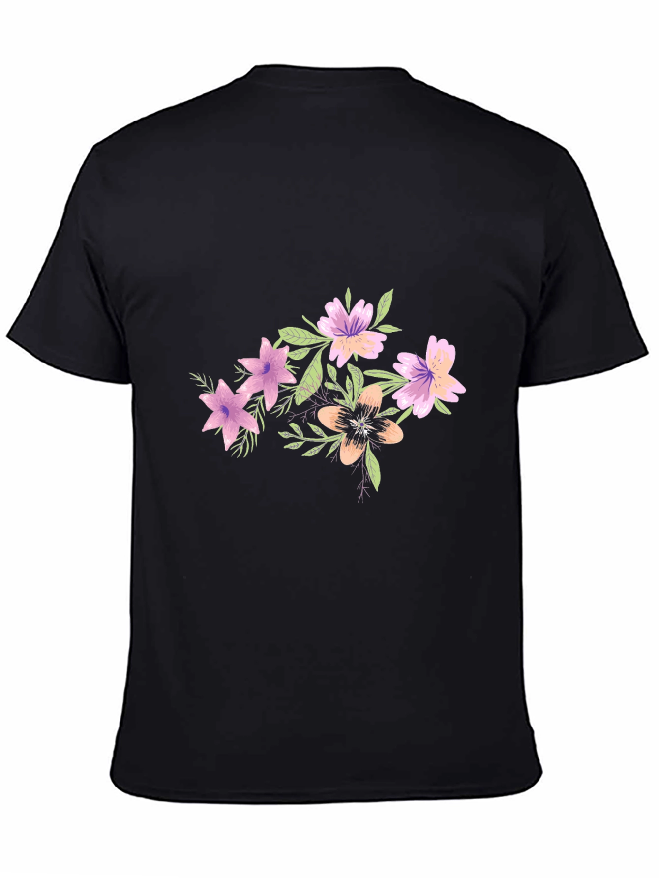 Floral Graphic Tee - Black Cotton Blend