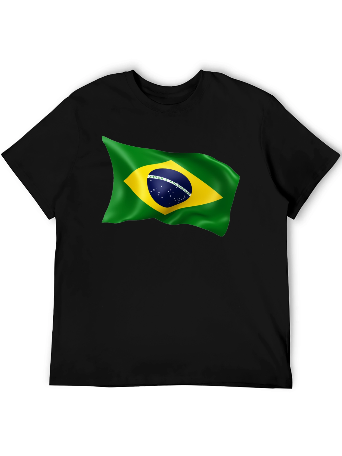 Brazilian Flag Graphic T-Shirt - Black Crew Neck Tee