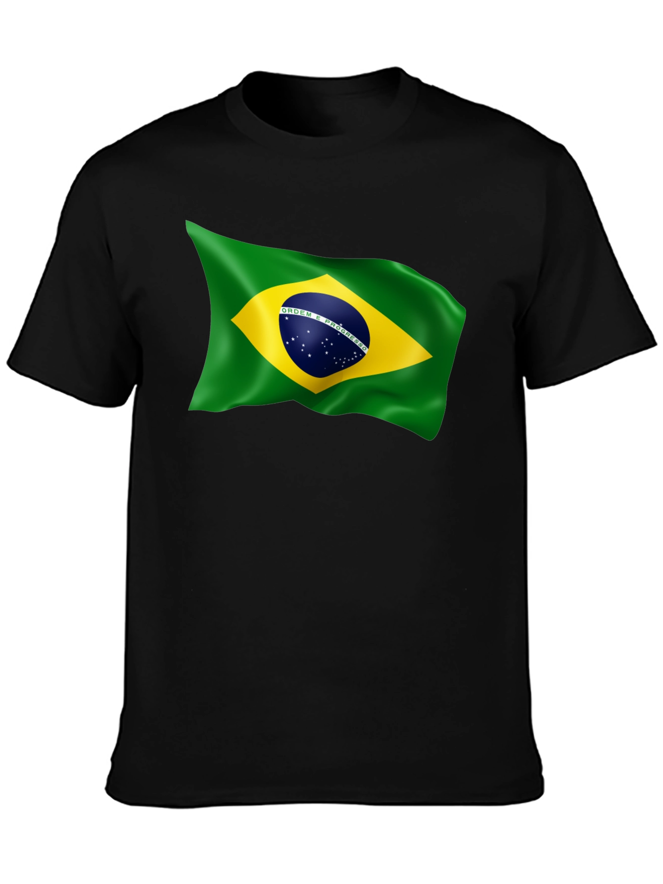 Brazilian Flag Graphic T-Shirt - Black Crew Neck Tee