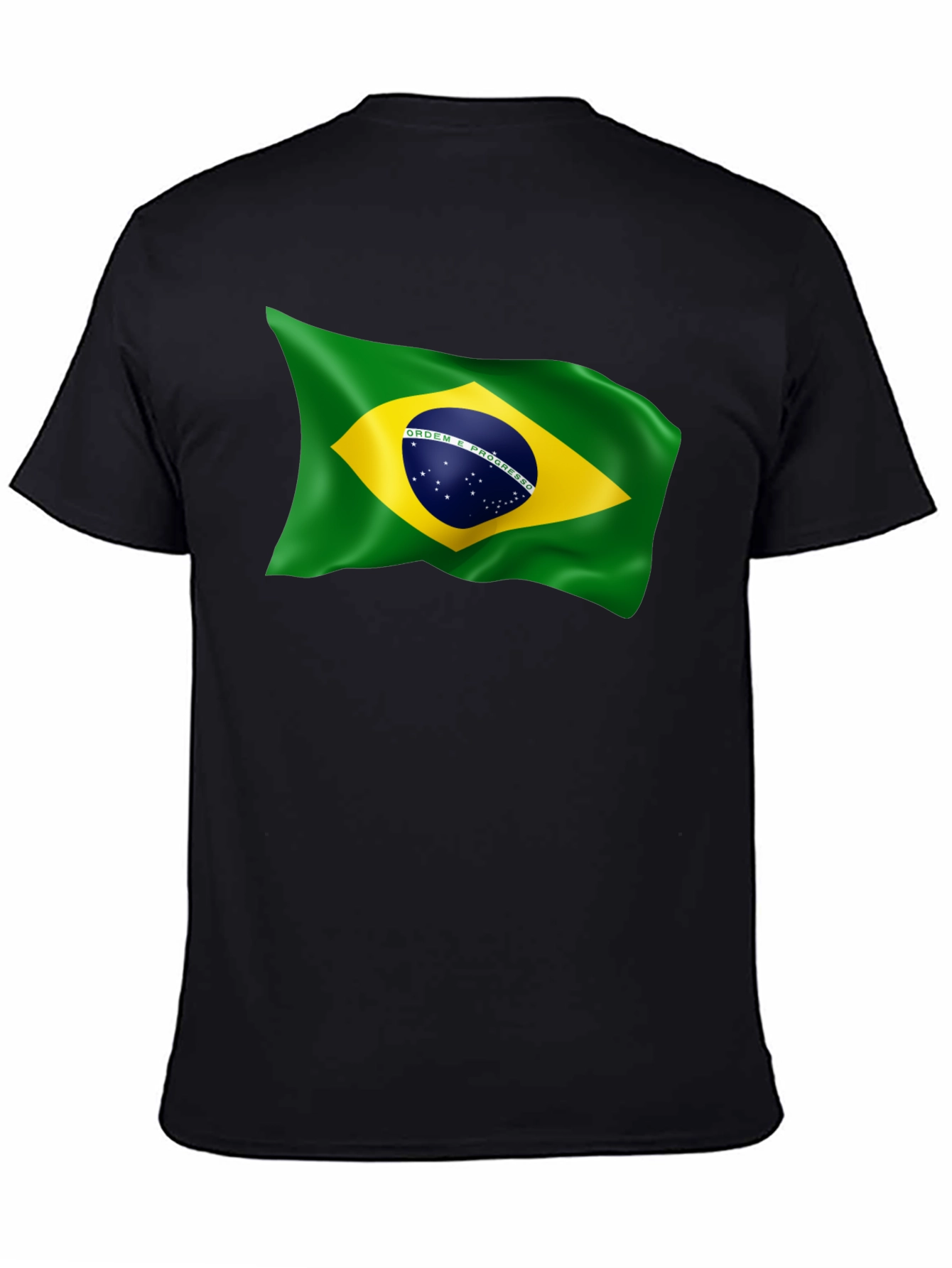 Brazilian Flag Graphic T-Shirt - Black Crew Neck Tee