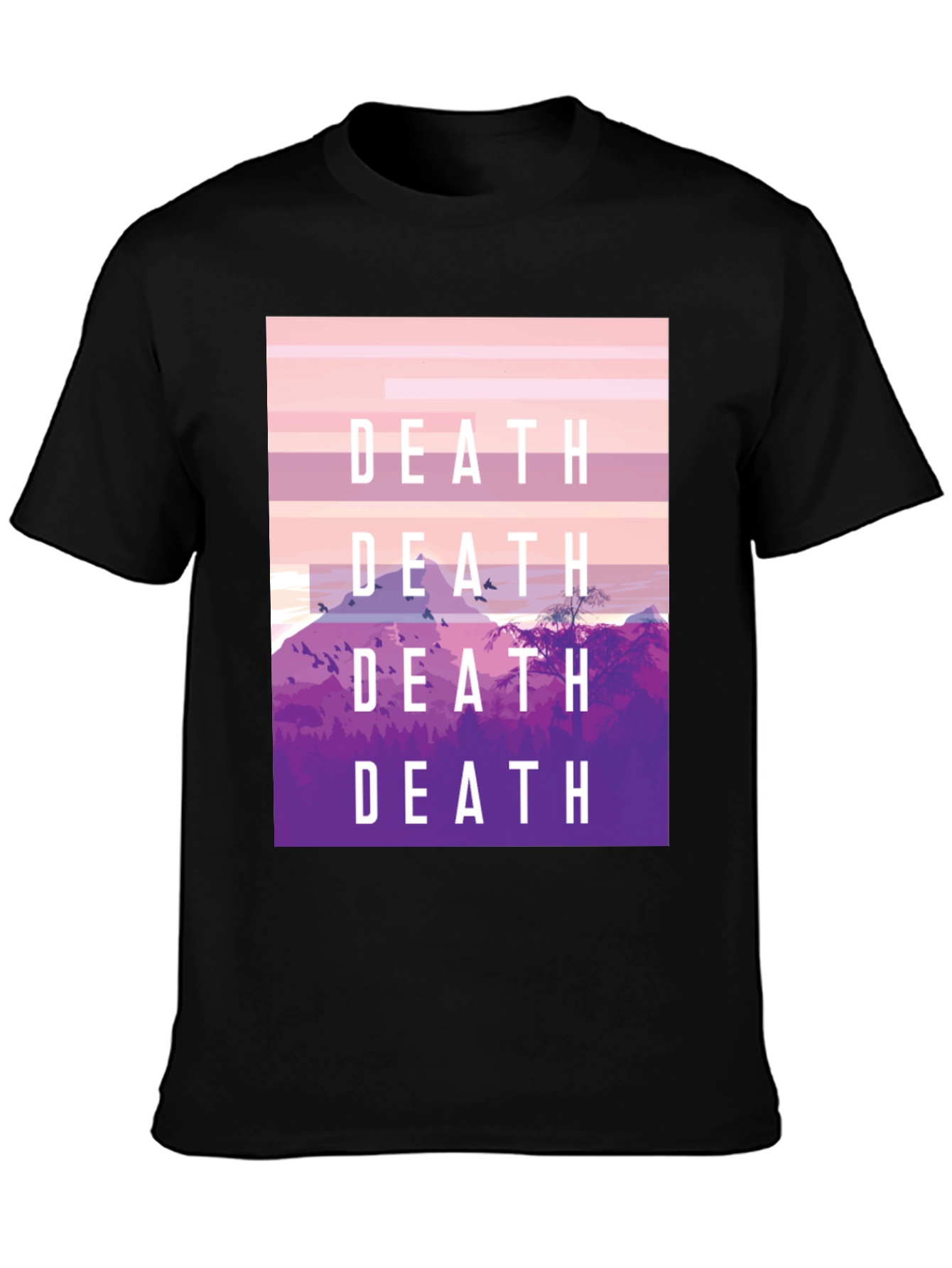 Death Graphic Tee - Artistic Mountain Scene T-Shirt