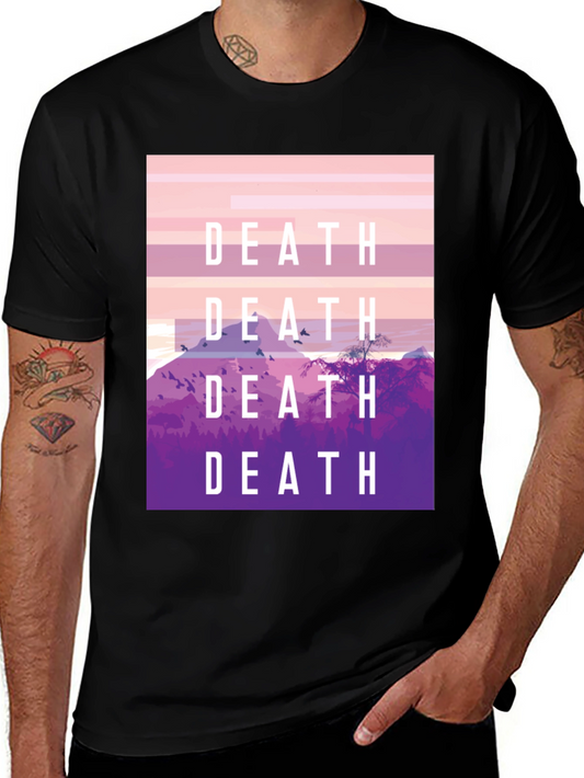 Death Graphic Tee - Artistic Mountain Scene T-Shirt