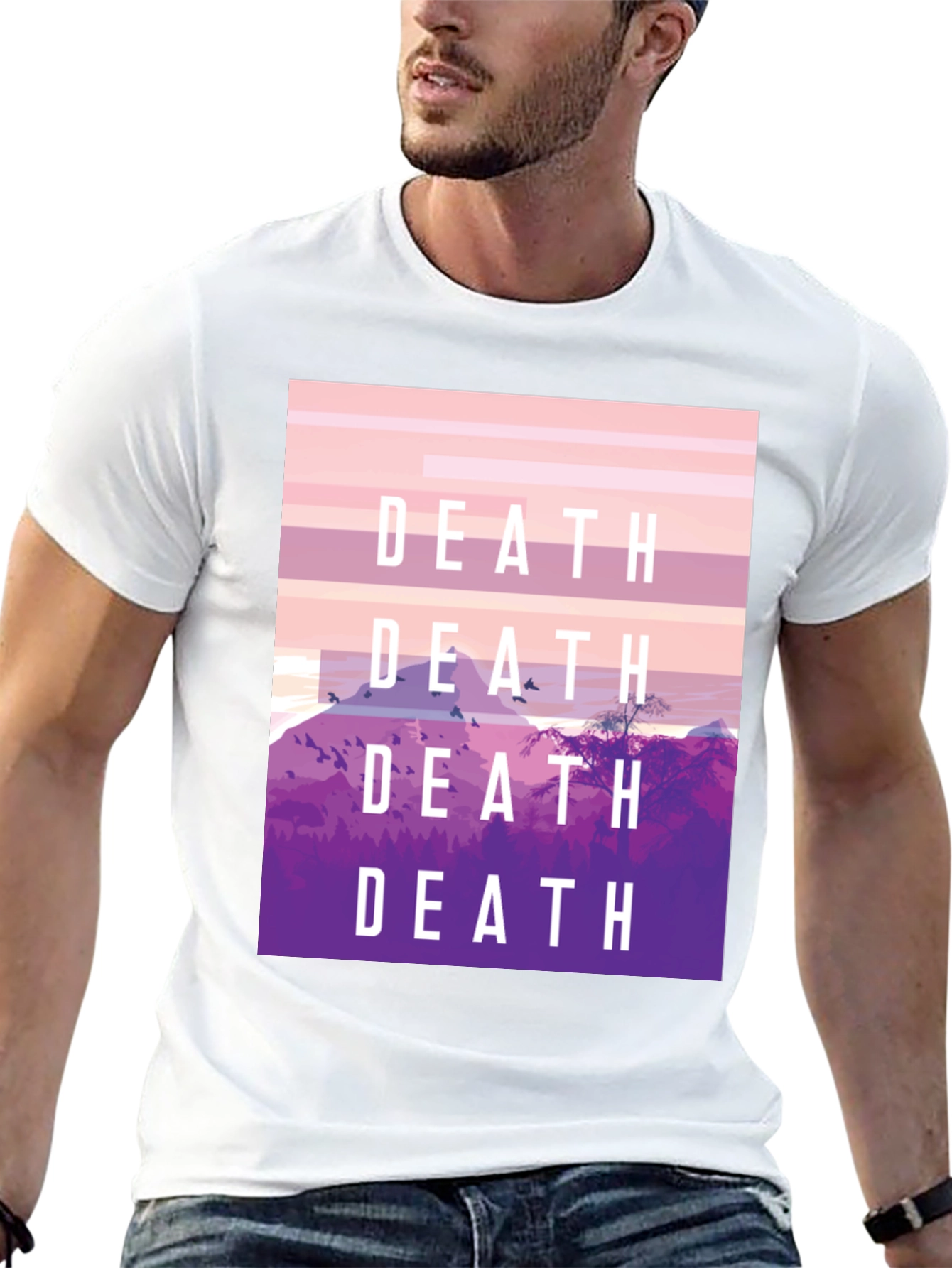 Death Graphic Tee - Artistic Mountain Scene T-Shirt