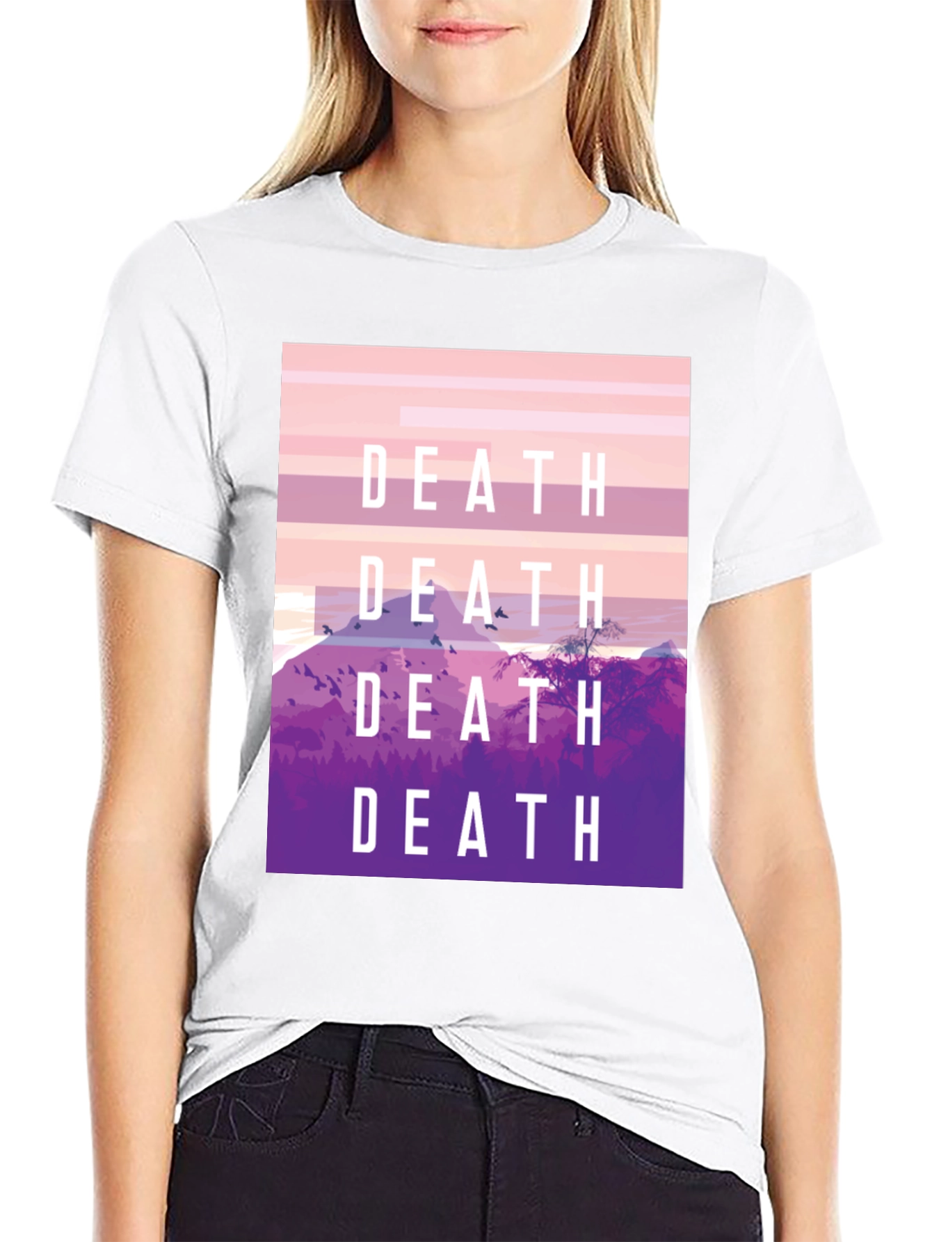 Death Graphic Tee - Artistic Mountain Scene T-Shirt
