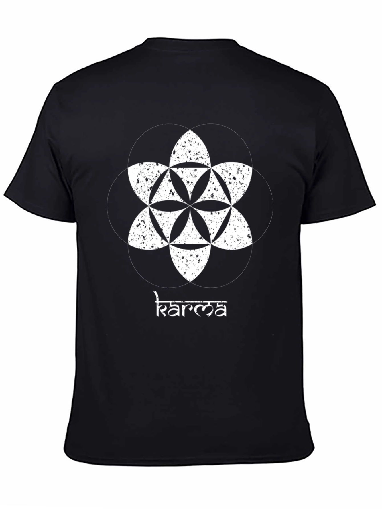 Karma Flower of Life Graphic T-Shirt - Black