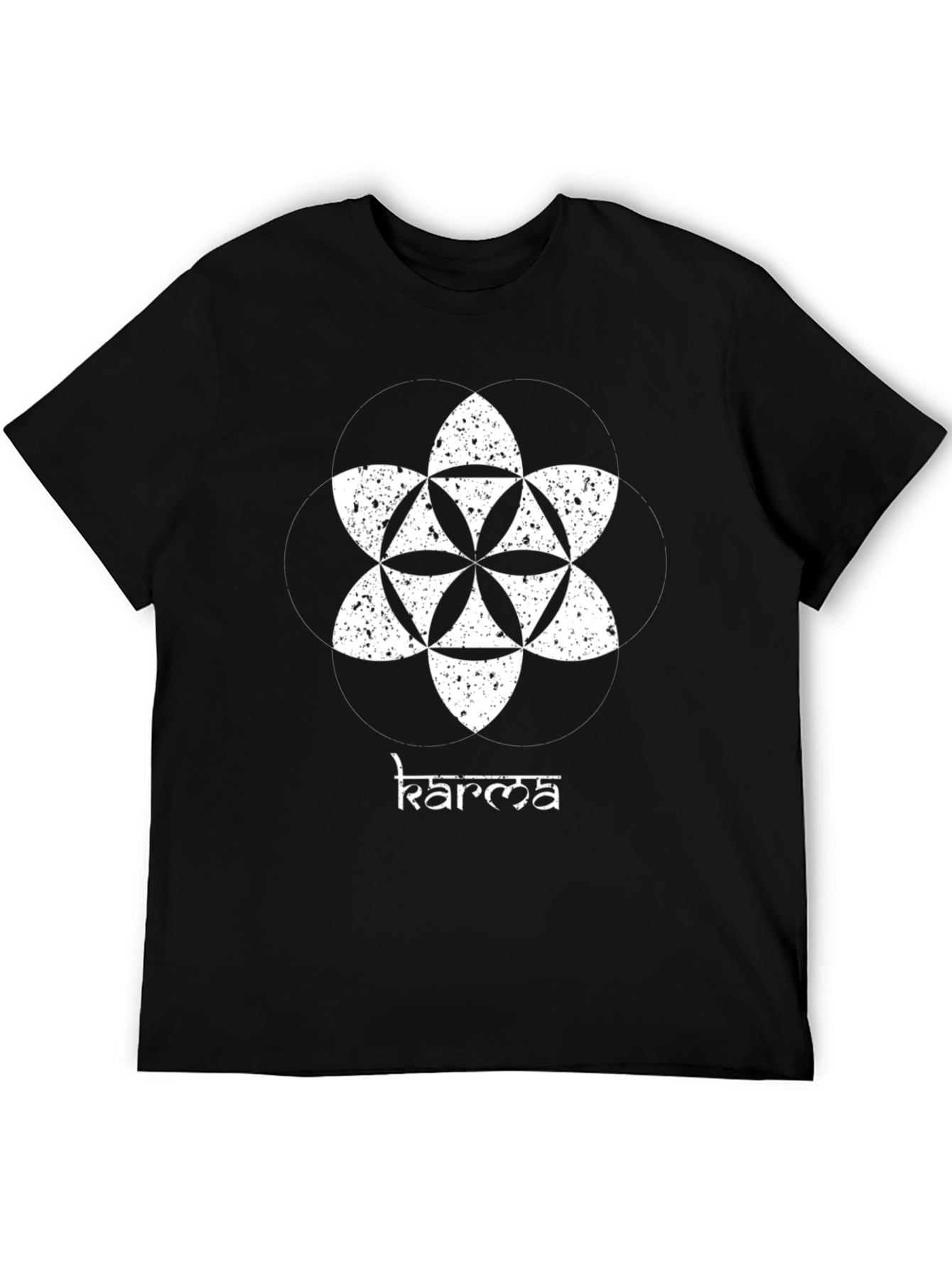 Karma Flower of Life Graphic T-Shirt - Black