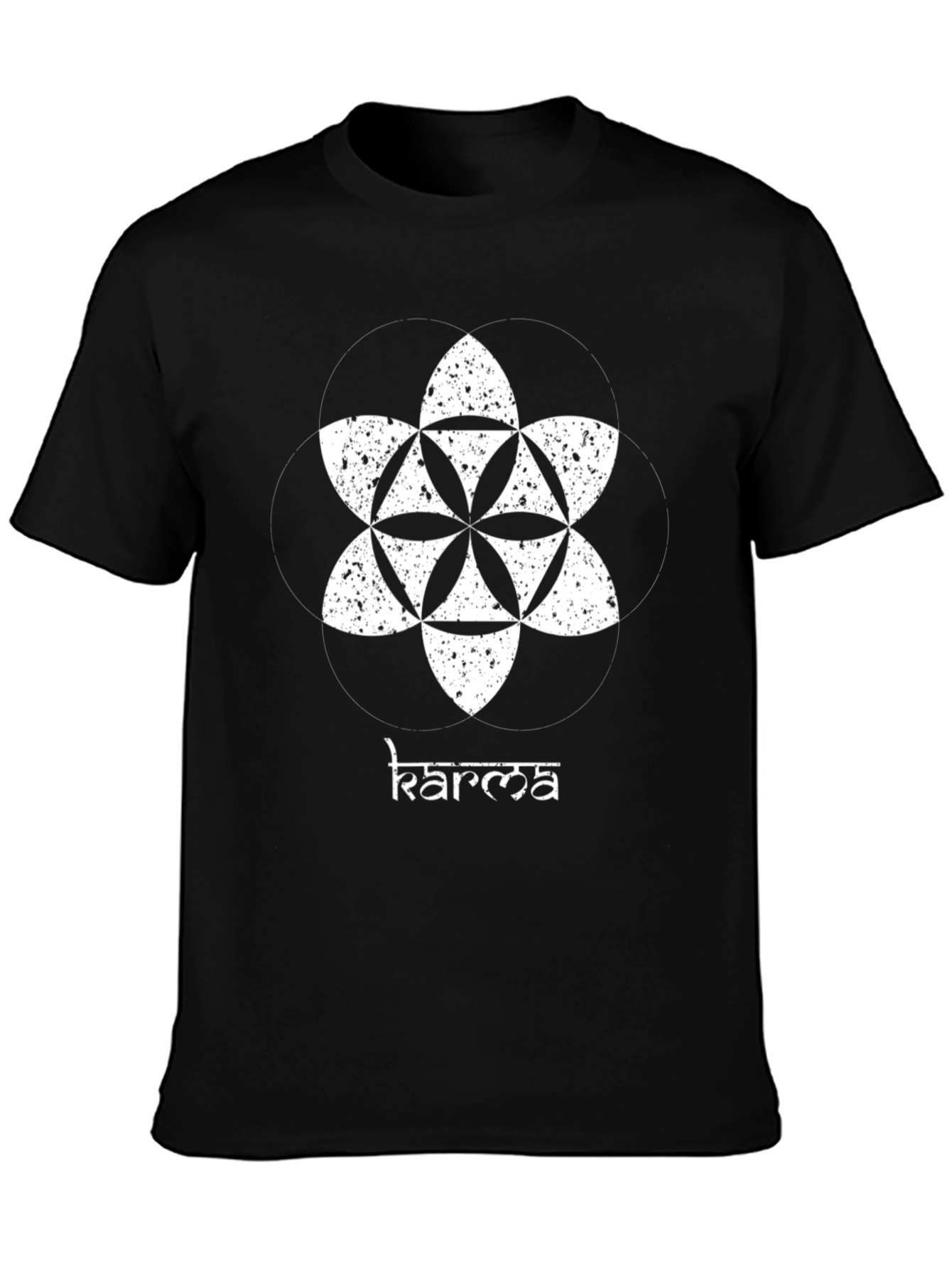 Karma Flower of Life Graphic T-Shirt - Black