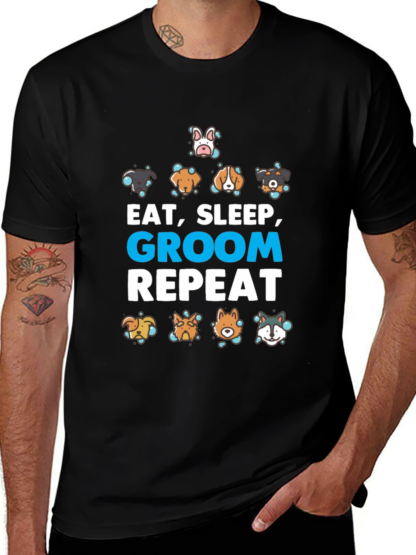 Eat Sleep Groom Repeat Dog Lover T-Shirt