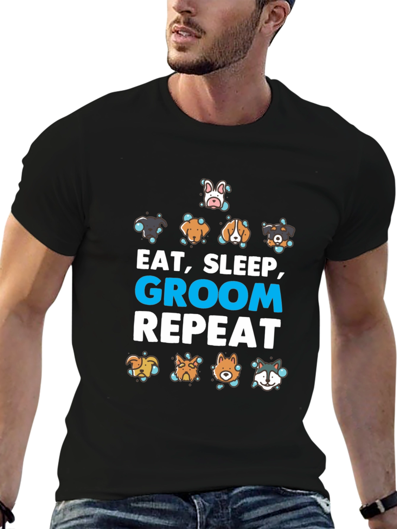 Eat Sleep Groom Repeat Dog Lover T-Shirt