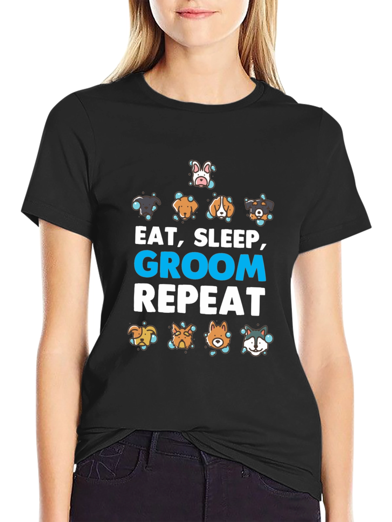 Eat Sleep Groom Repeat Dog Lover T-Shirt