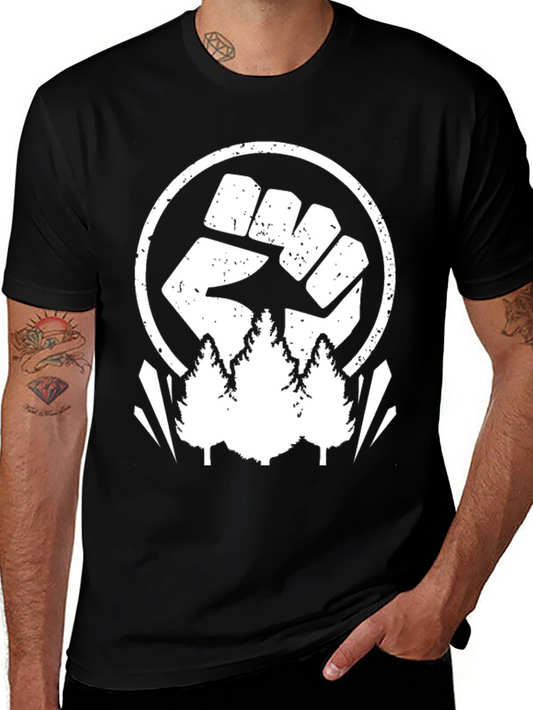 Nature Fist Graphic Tee - Black Cotton Blend