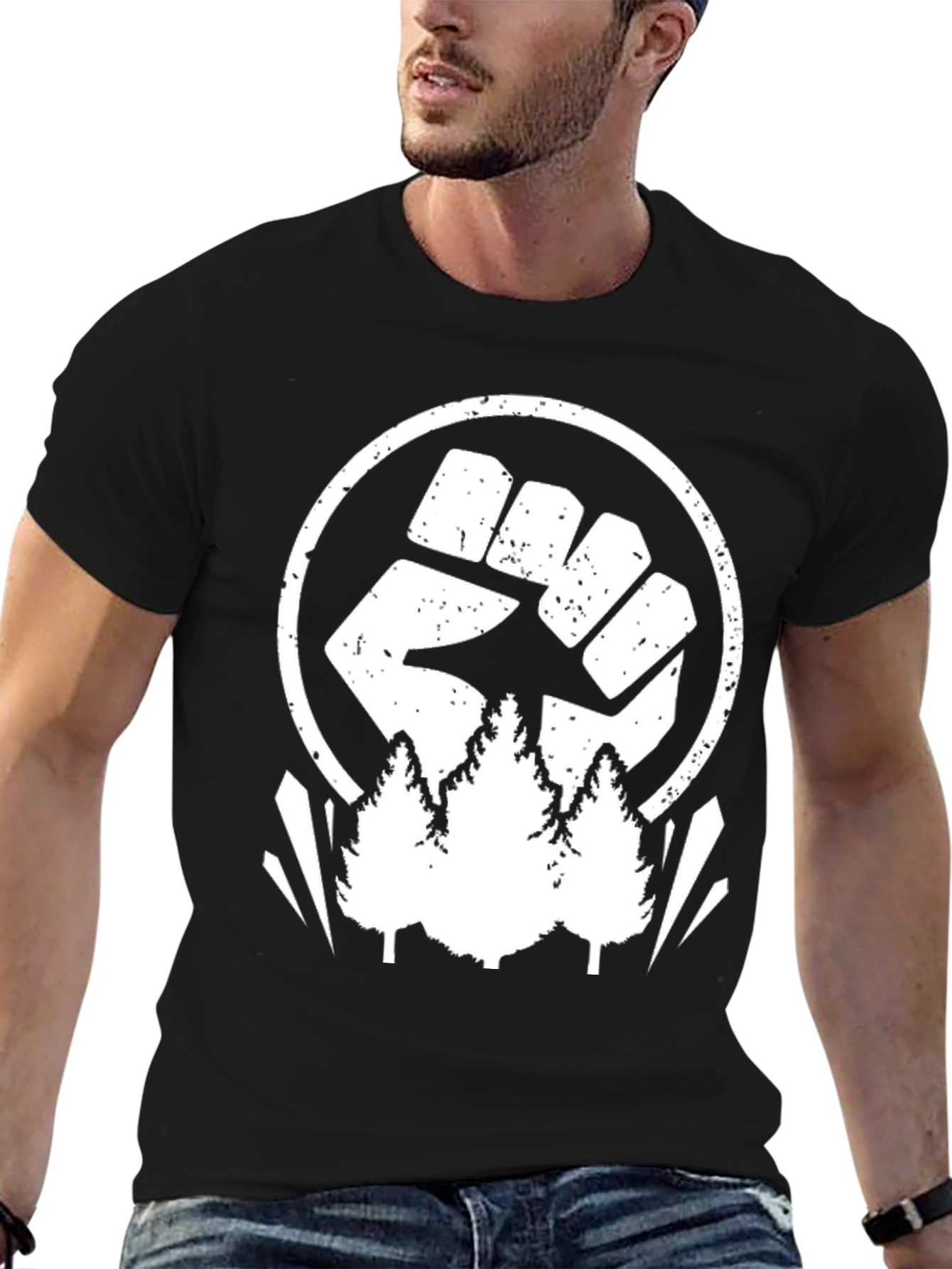 Nature Fist Graphic Tee - Black Cotton Blend