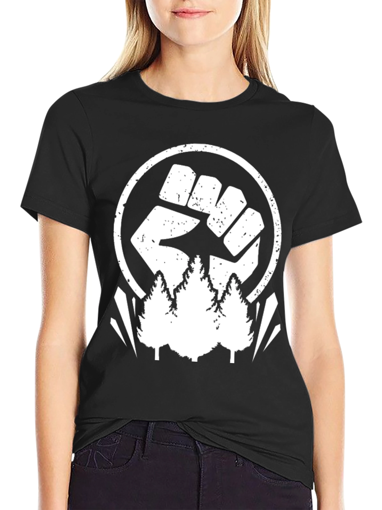 Nature Fist Graphic Tee - Black Cotton Blend