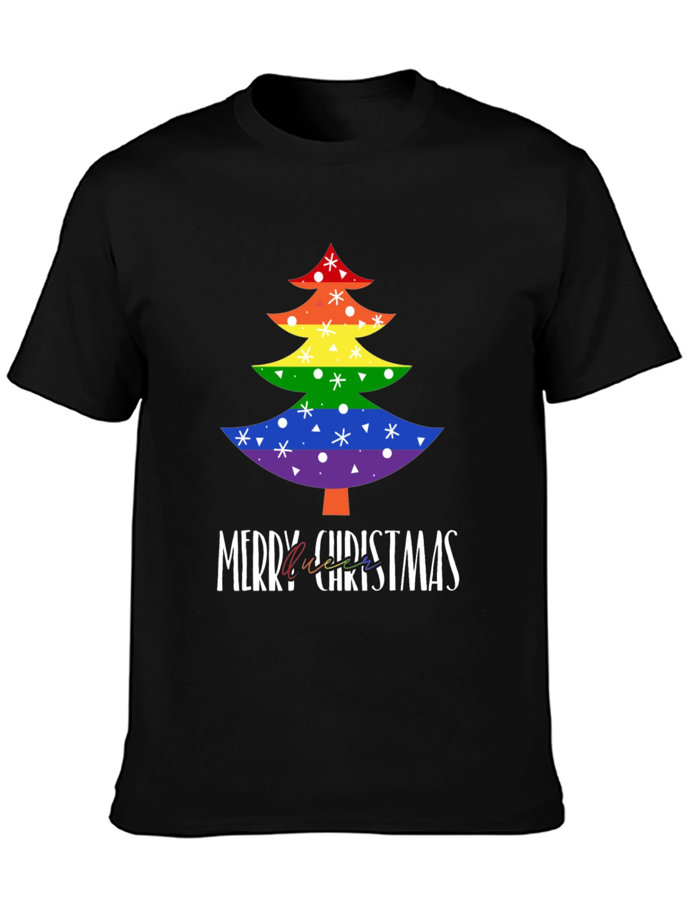 LGBTQ Rainbow Christmas Tree Graphic Tee