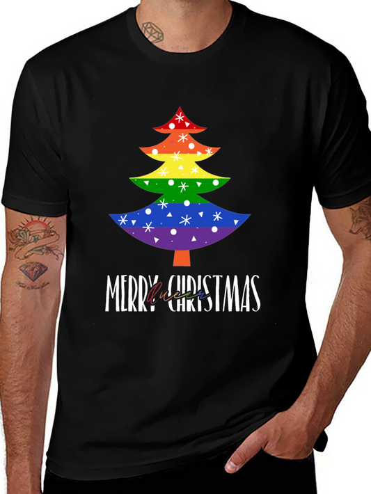 LGBTQ Rainbow Christmas Tree Graphic Tee