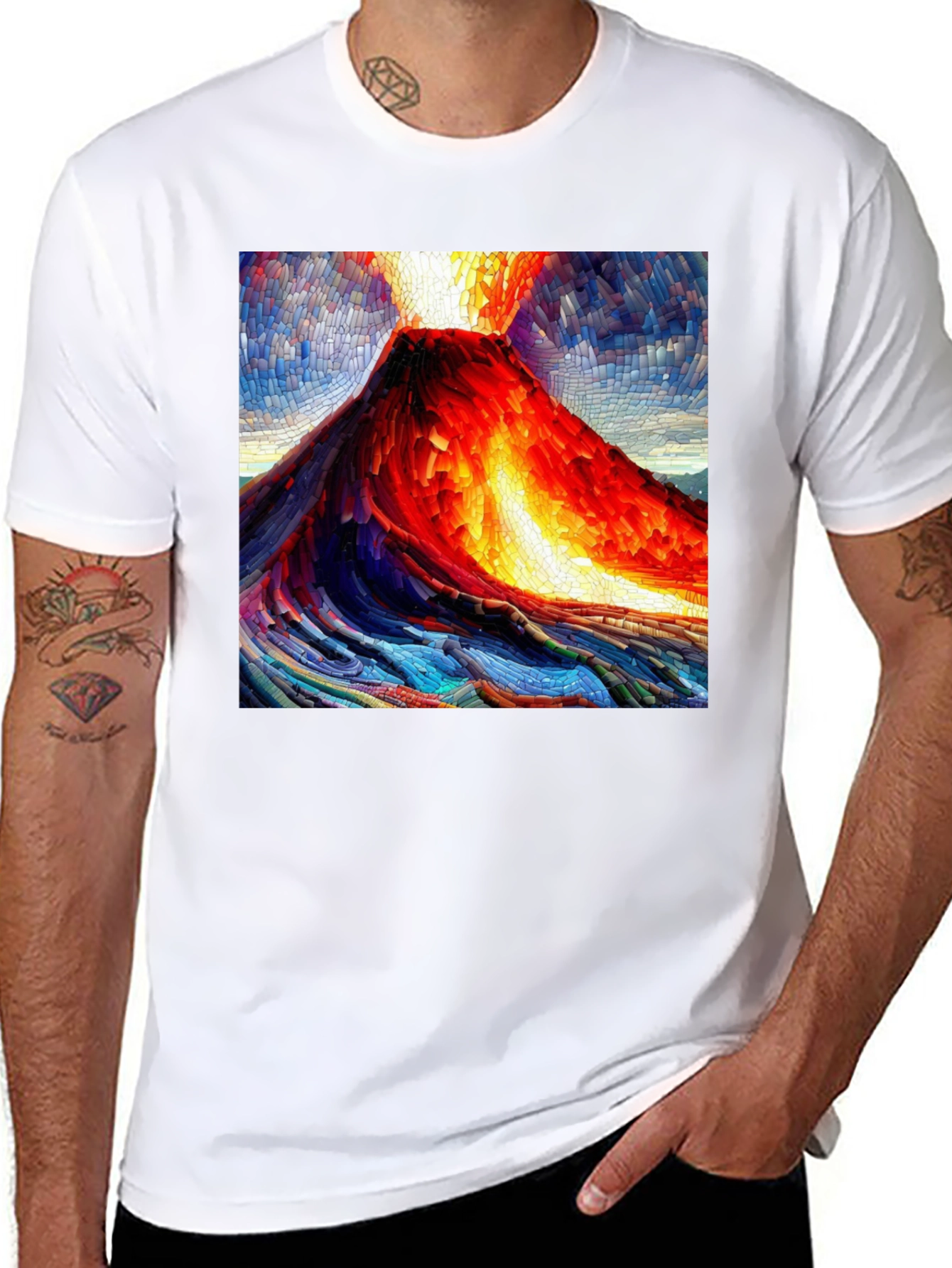 Volcano Mosaic Graphic T-Shirt