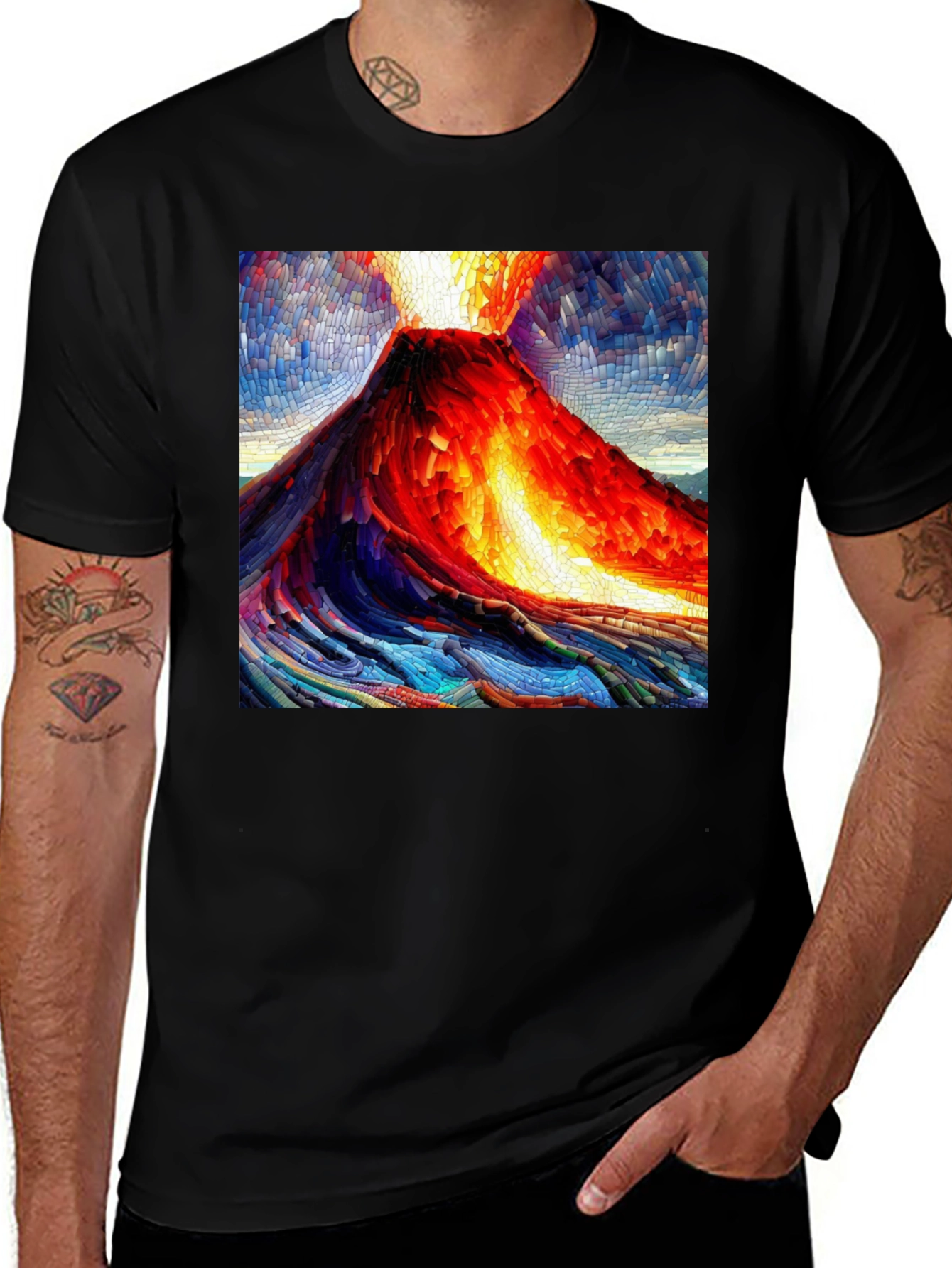 Volcano Mosaic Graphic T-Shirt