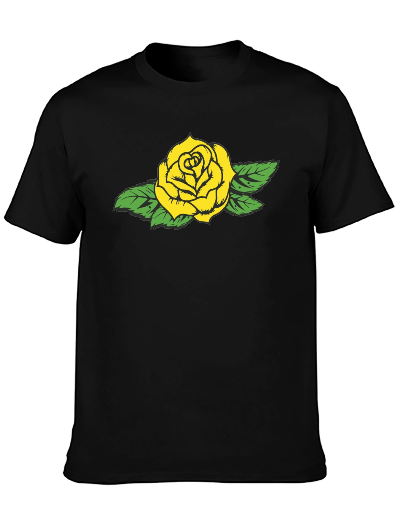 Yellow Rose Graphic Black Tee - Stylish Casual Wear