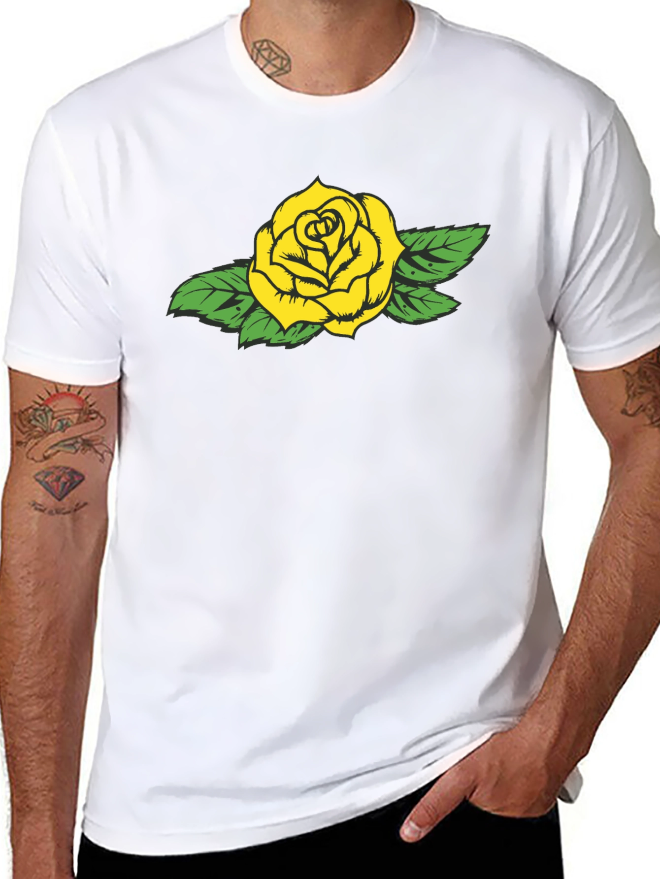 Yellow Rose Graphic Black Tee - Stylish Casual Wear