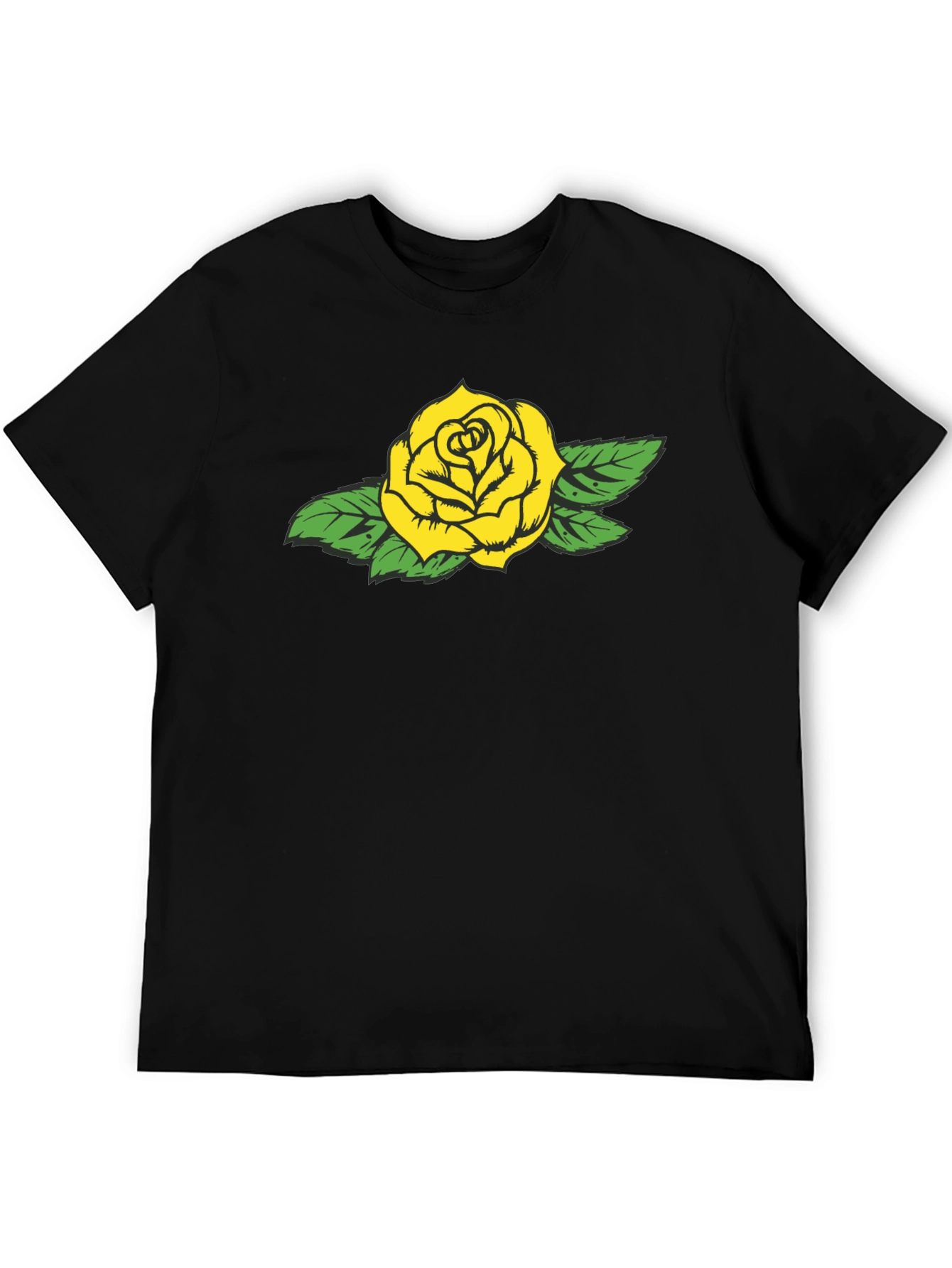 Yellow Rose Graphic Black Tee - Stylish Casual Wear