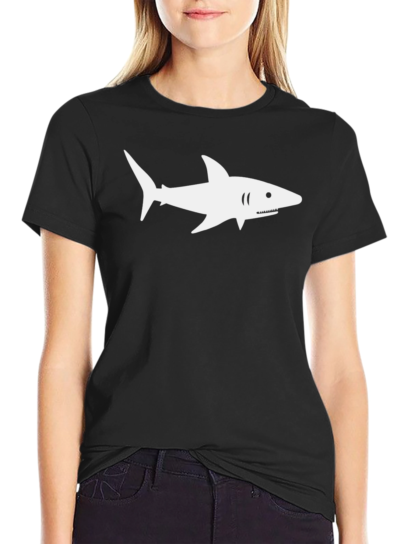 Shark Graphic Print Crew Neck T-Shirt