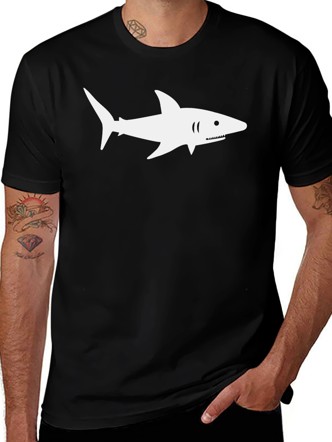 Shark Graphic Print Crew Neck T-Shirt