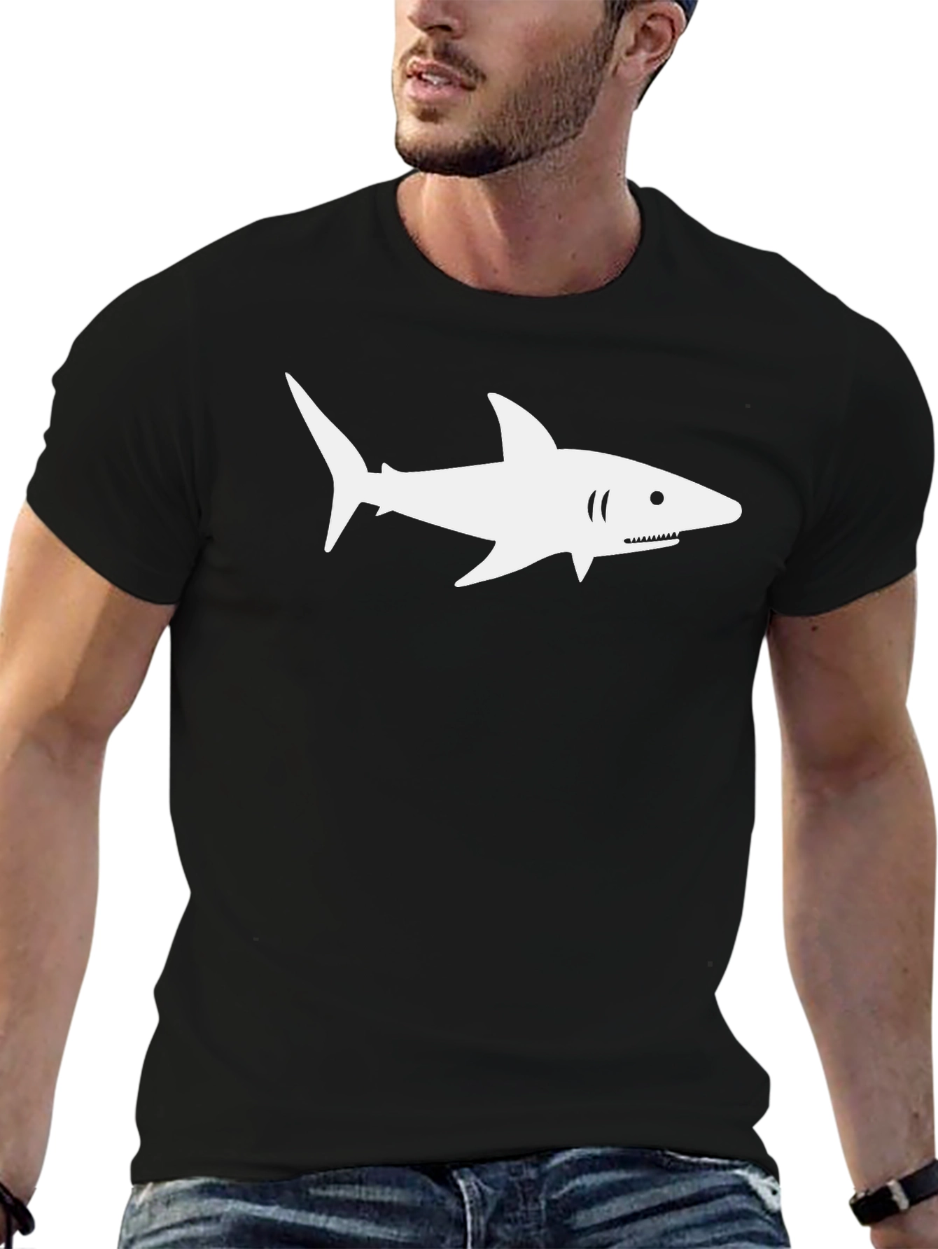 Shark Graphic Print Crew Neck T-Shirt