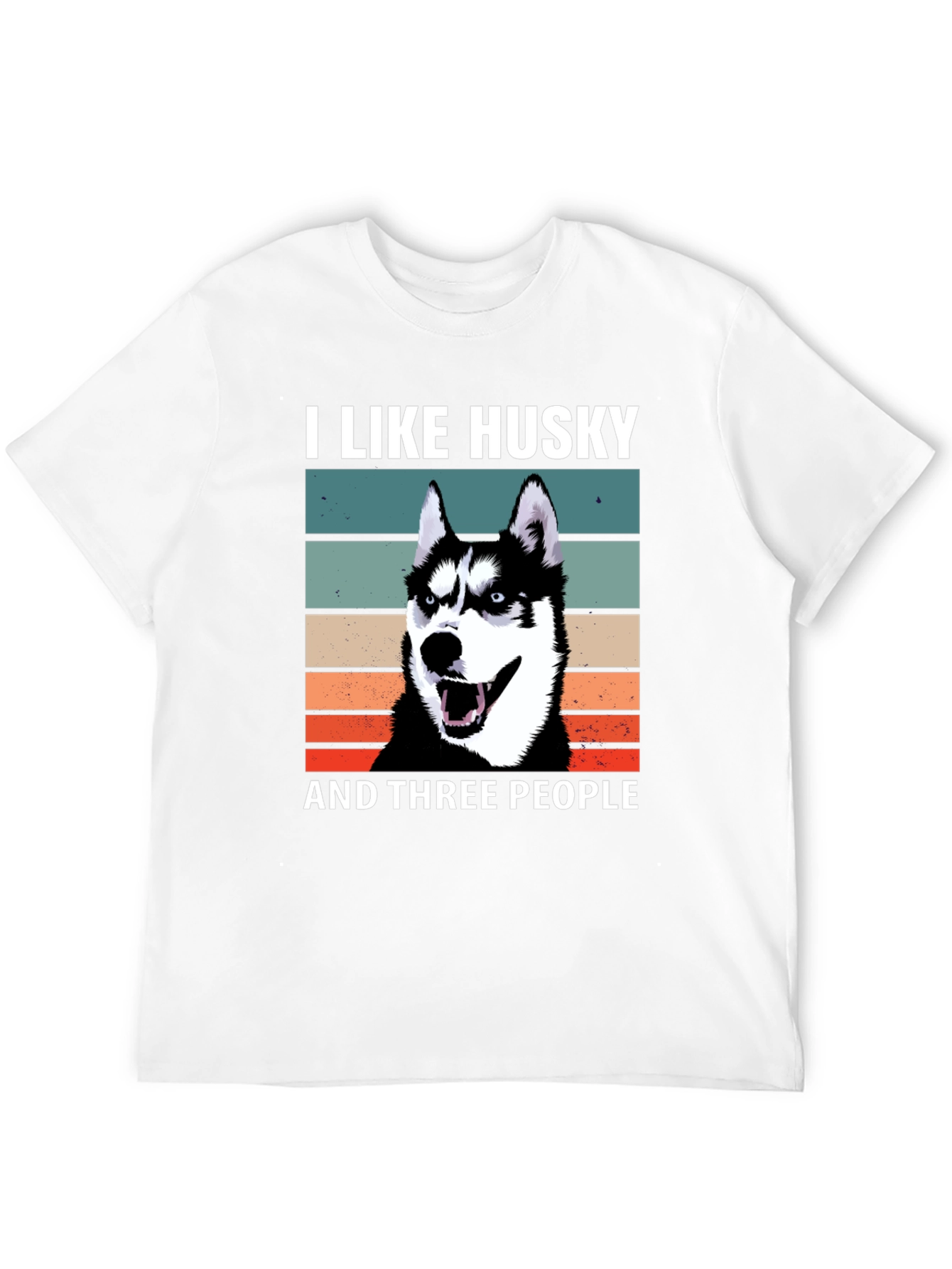 I Like Husky And Three People Black T-Shirt