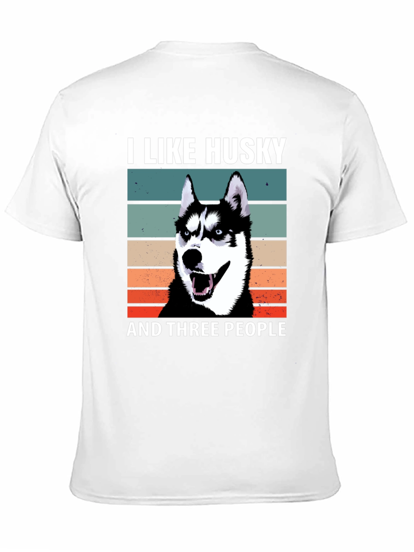 I Like Husky And Three People Black T-Shirt