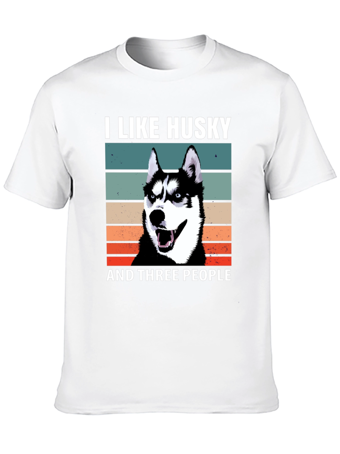I Like Husky And Three People Black T-Shirt
