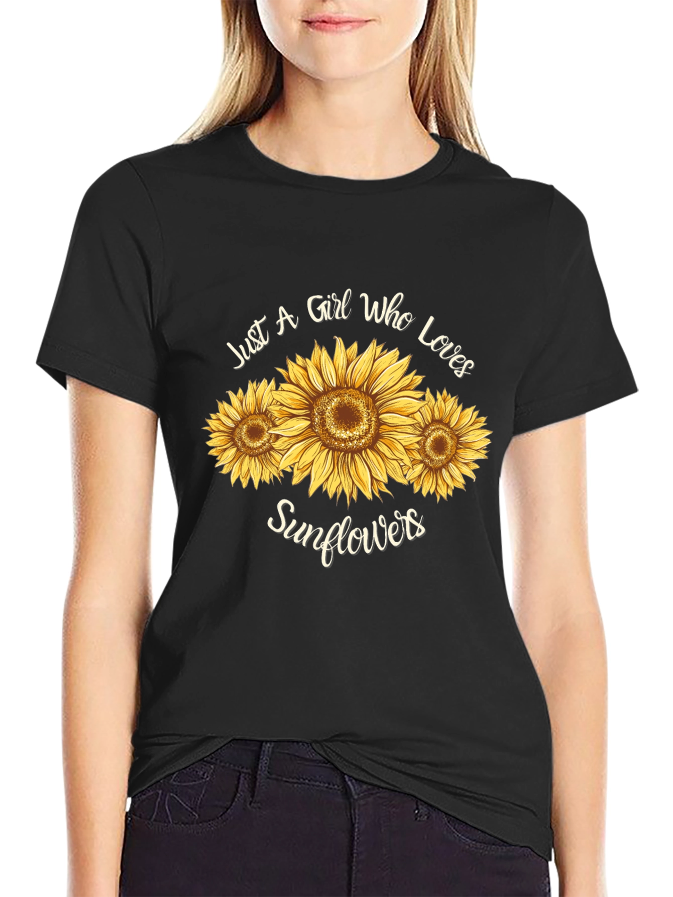 Sunflower Lover Graphic Tee - Black T-Shirt