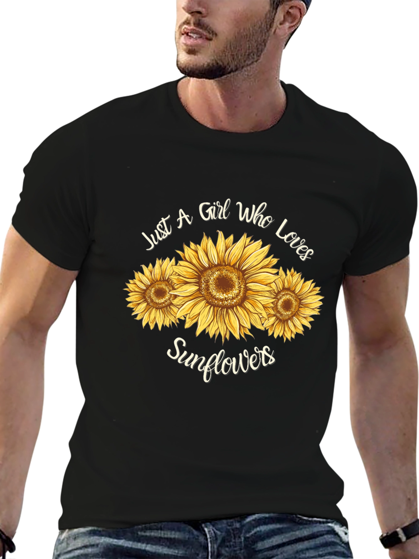 Sunflower Lover Graphic Tee - Black T-Shirt