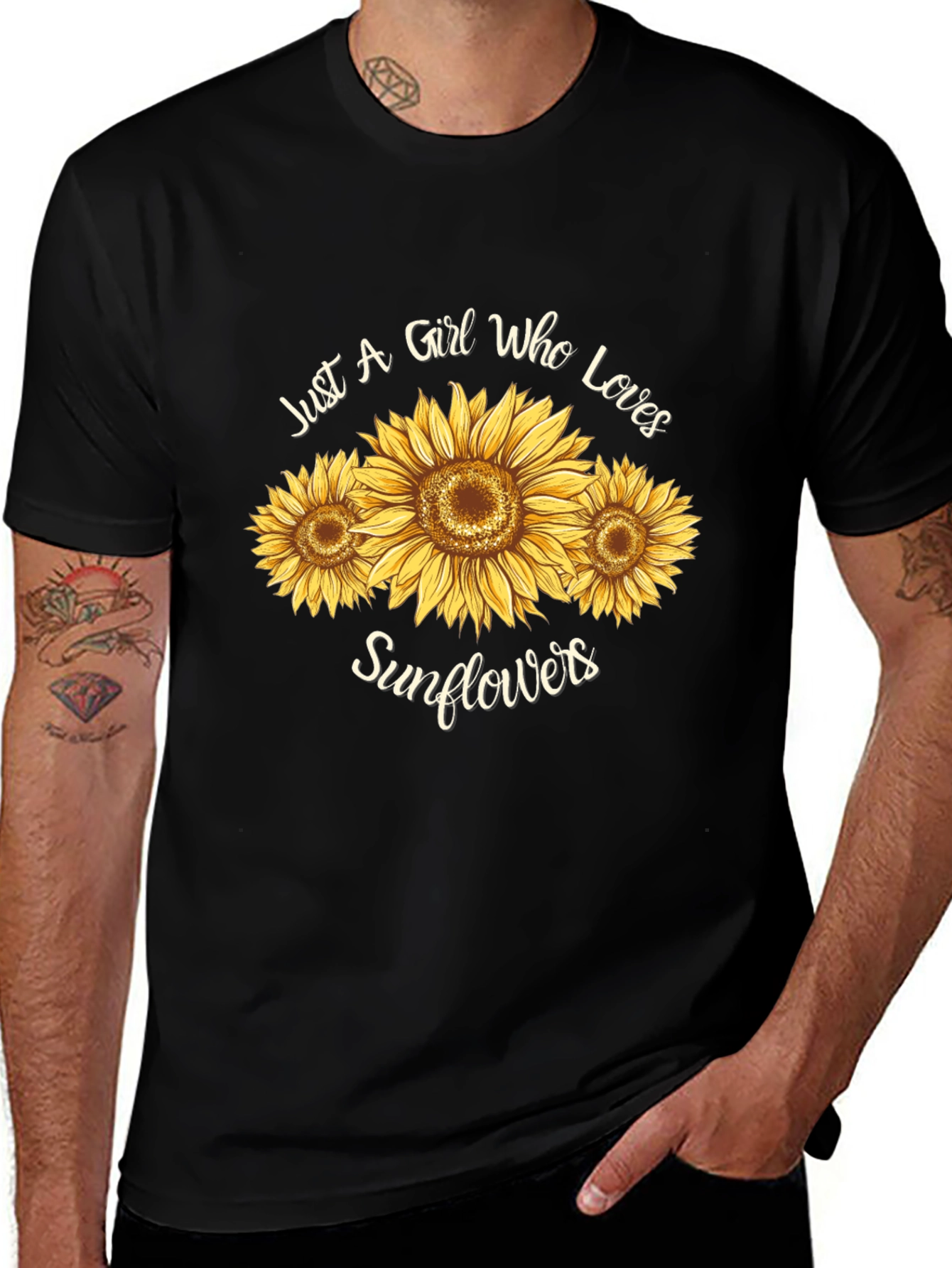 Sunflower Lover Graphic Tee - Black T-Shirt