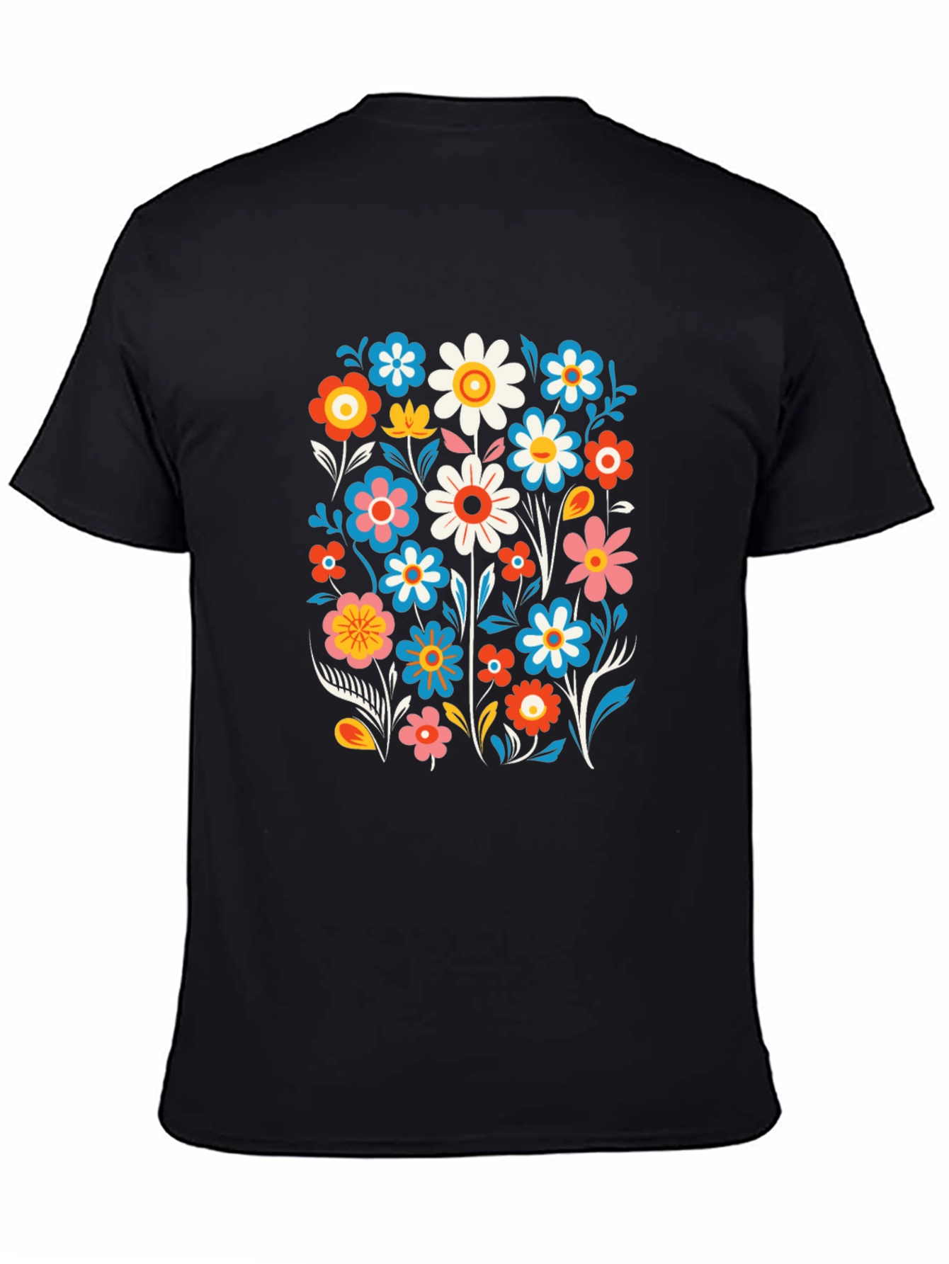 Retro Floral Graphic Tee - Black