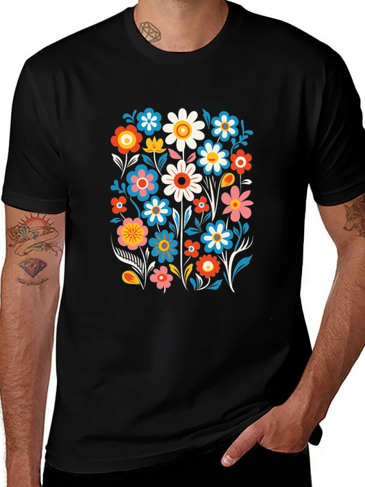 Retro Floral Graphic Tee - Black