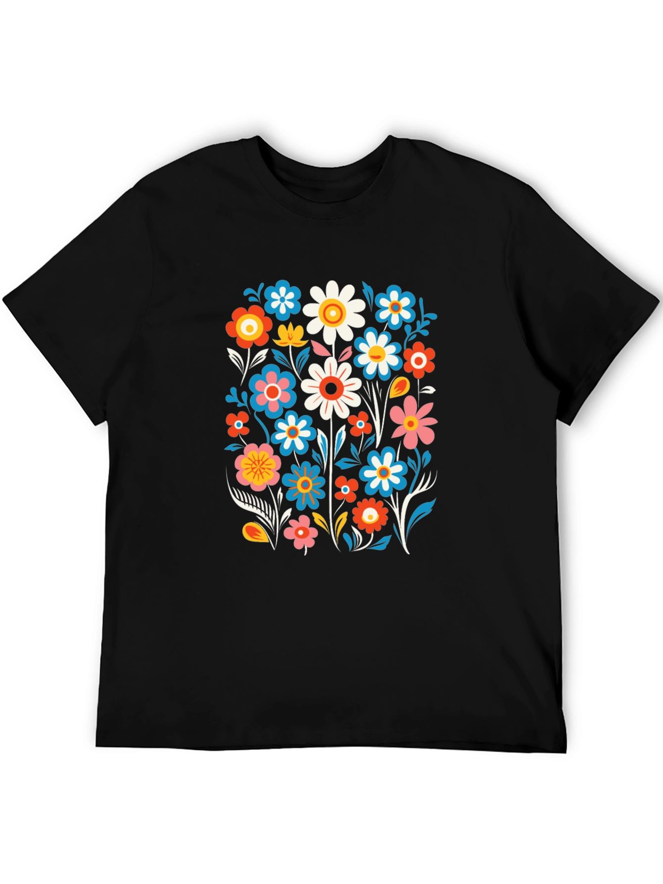 Retro Floral Graphic Tee - Black
