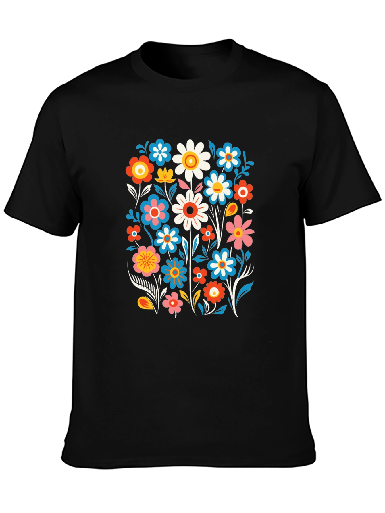 Retro Floral Graphic Tee - Black