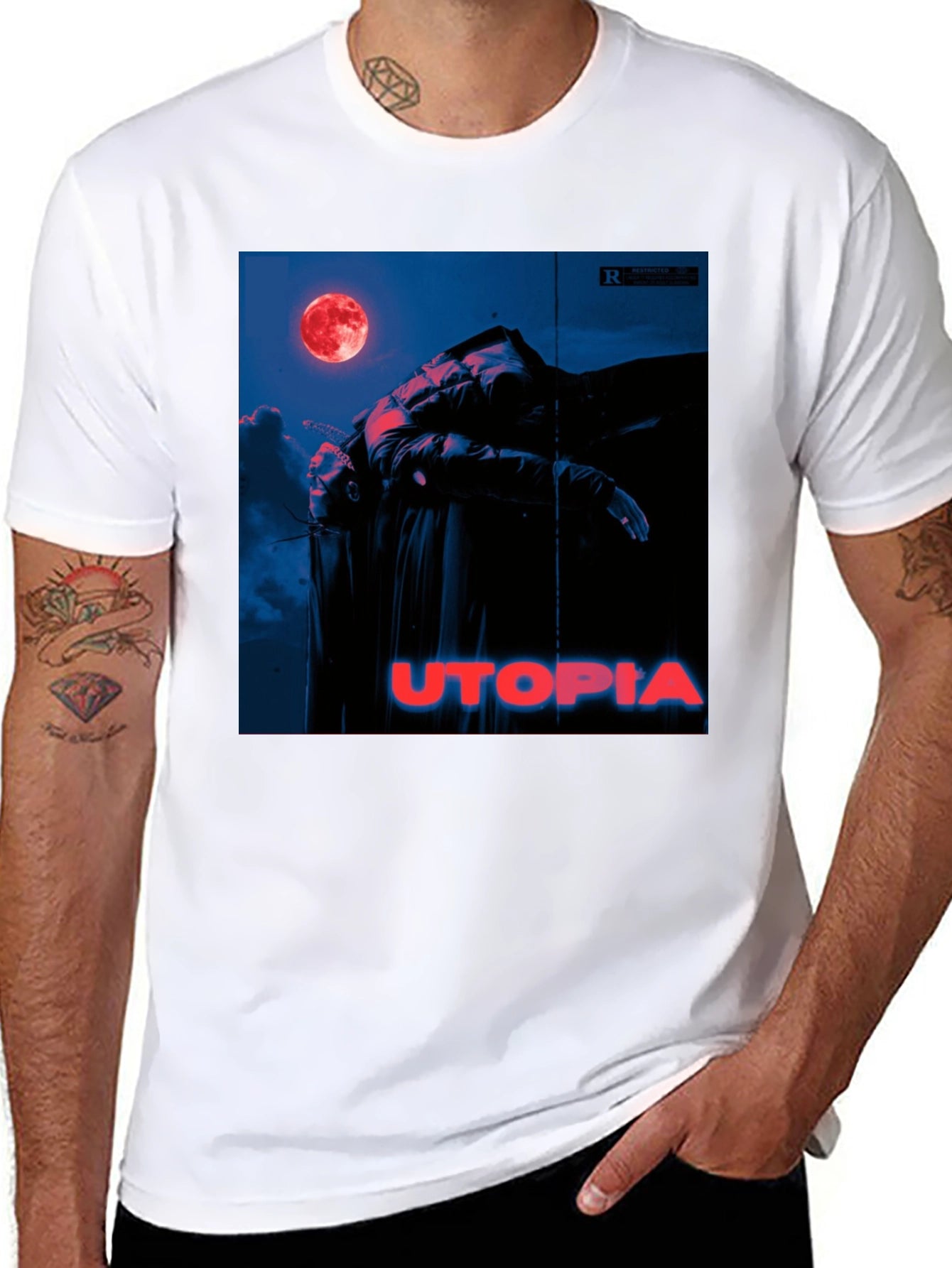Utopia Graphic Tee - Trendy Album Cover Print