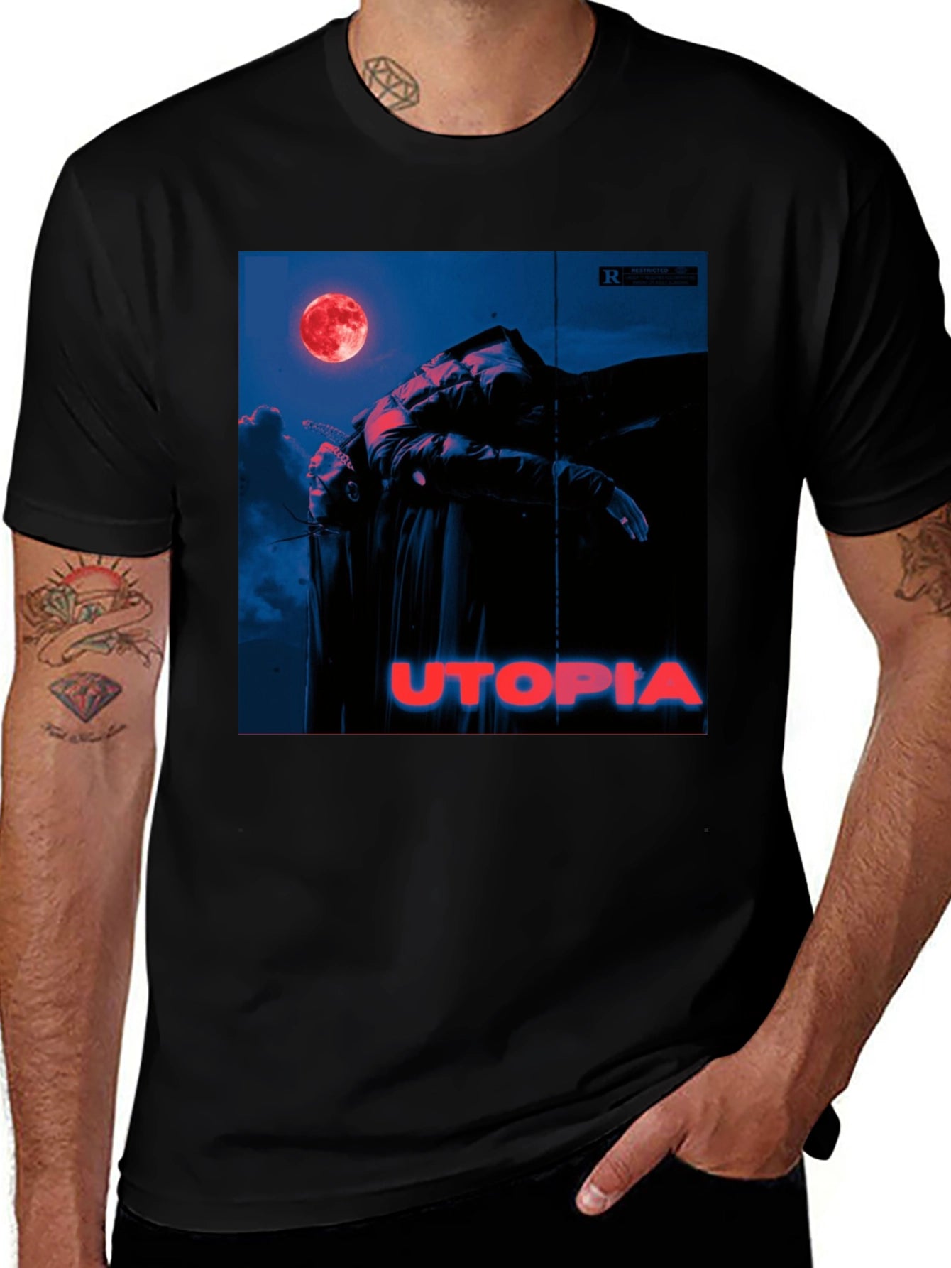 Utopia Graphic Tee - Trendy Album Cover Print