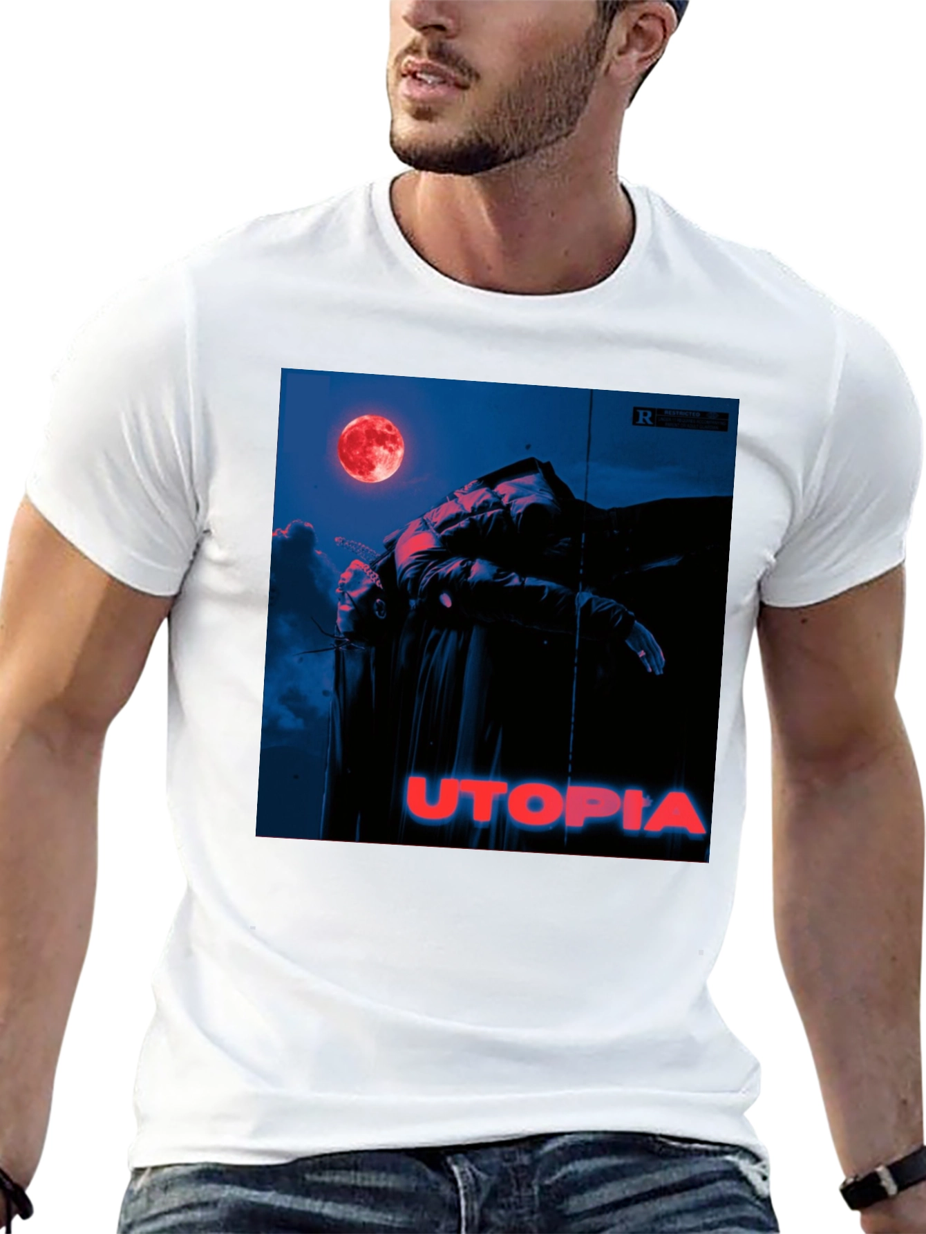 Utopia Graphic Tee - Trendy Album Cover Print